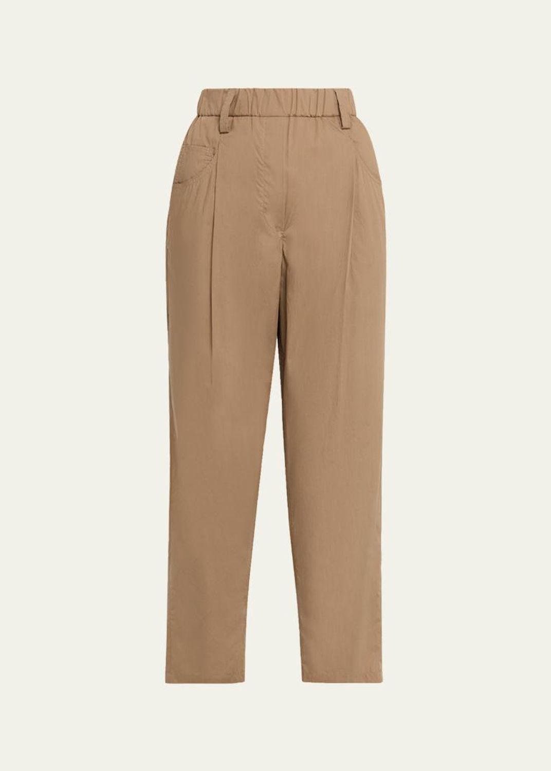 Brunello Cucinelli Metallic Cotton Rib Wide-Leg Pull-On Trousers
