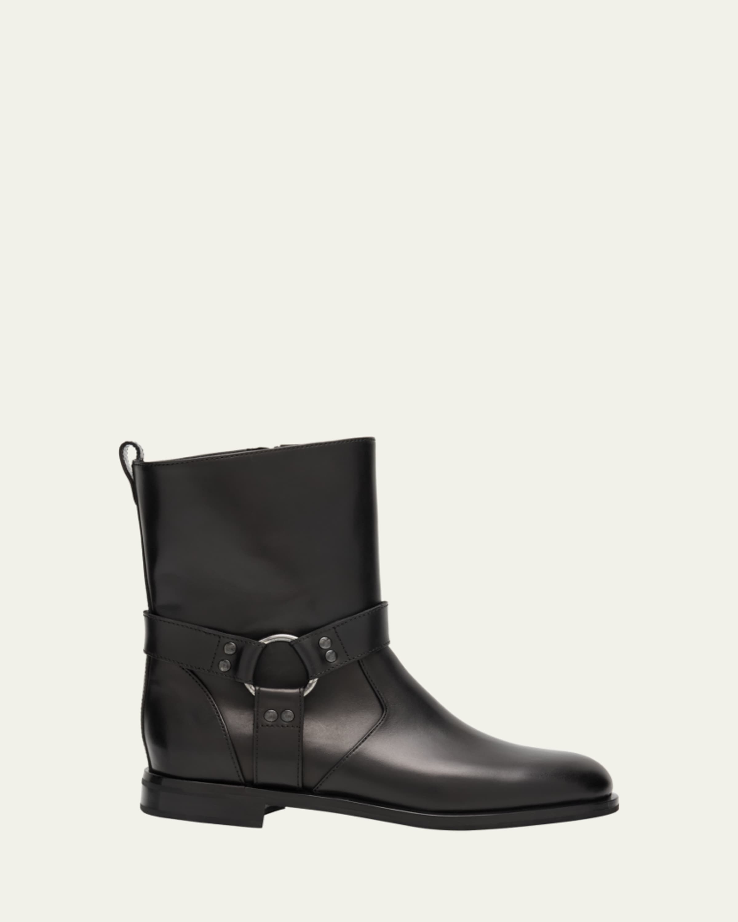 Valentino Garavani 40mm Rayons Leather Mid-Calf Moto Boots