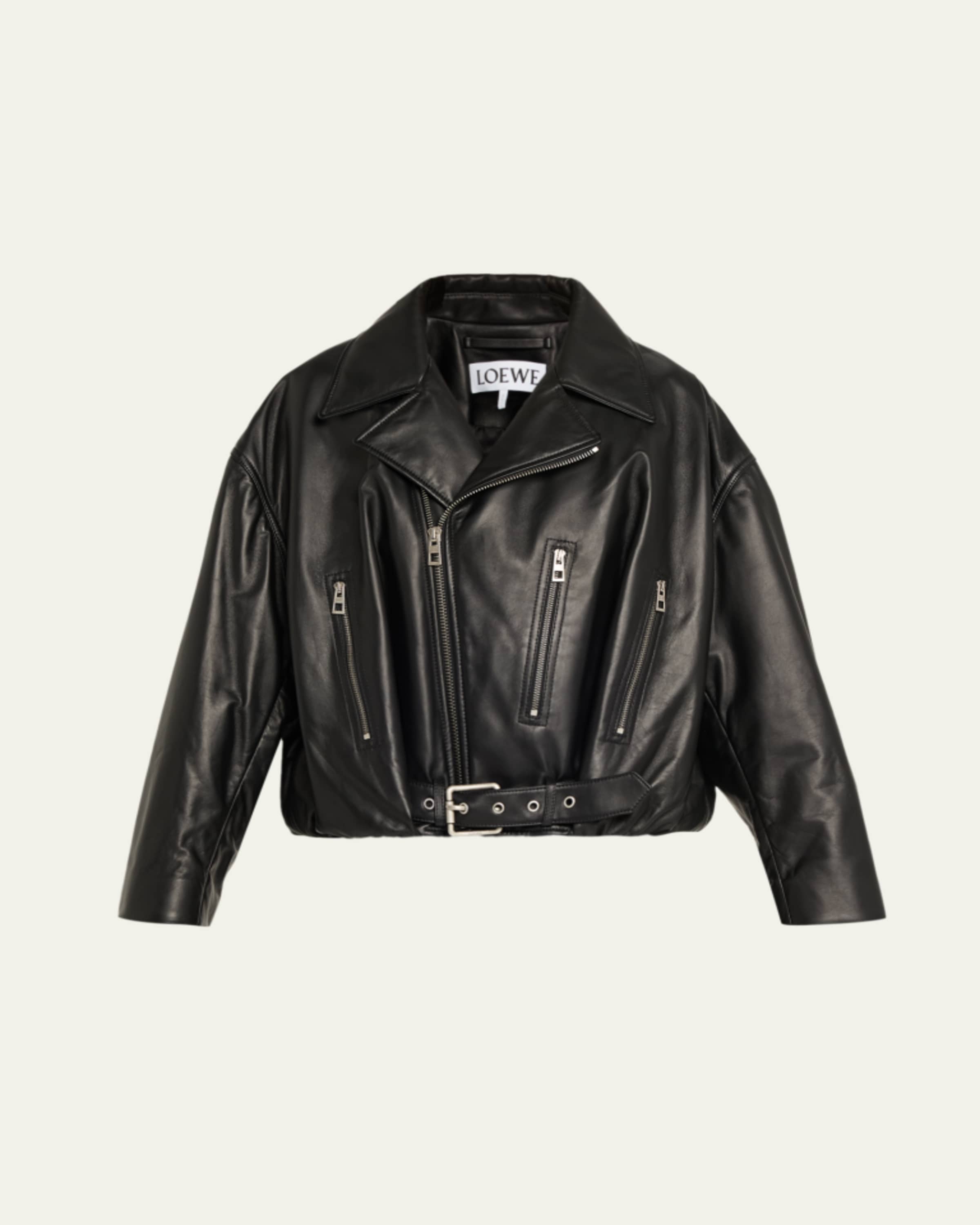 Susan Bender Short-Sleeve Cropped Leather Moto Jacket - Bergdorf