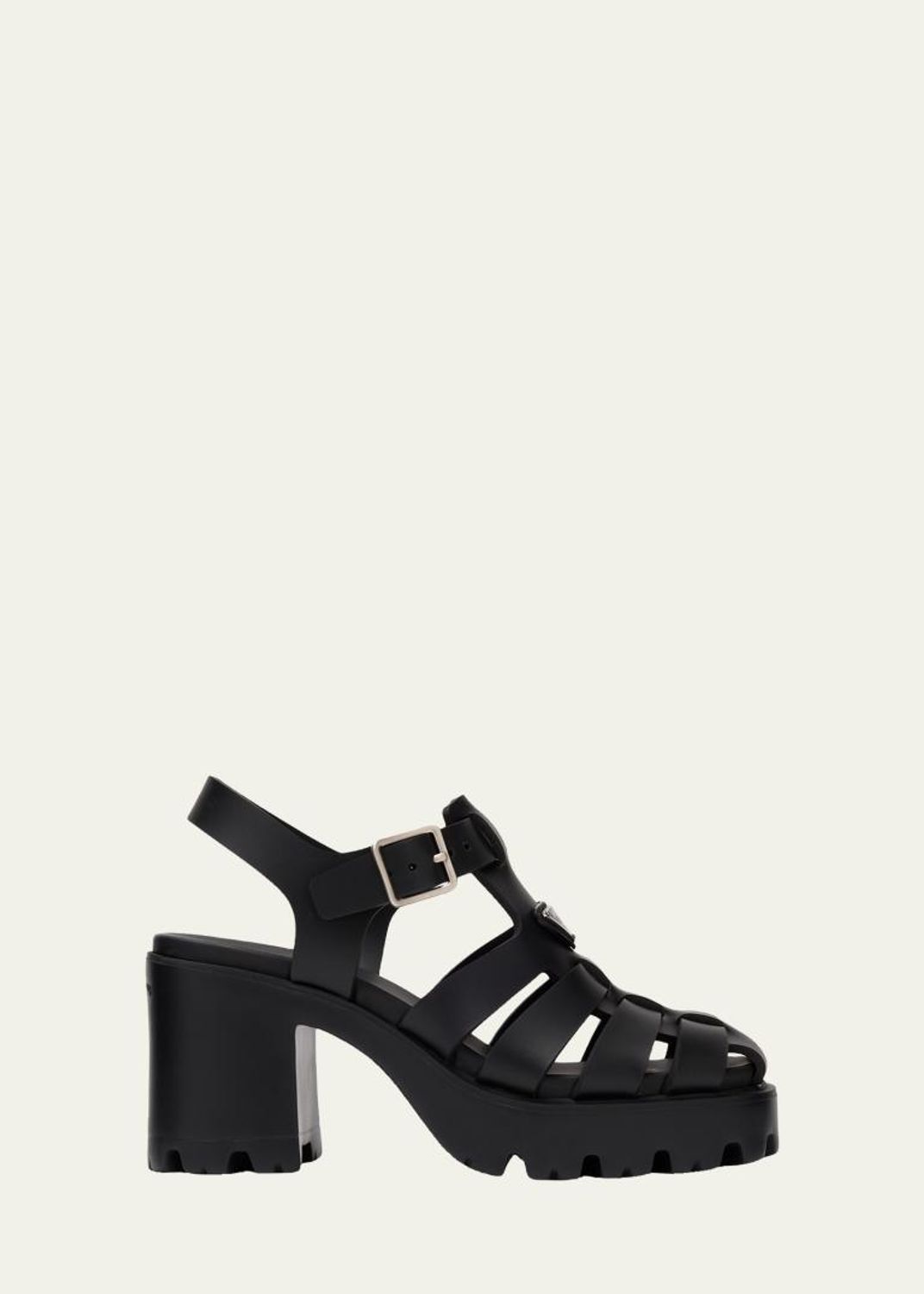 Prada Suede Triangle Logo Platform Sandals - Bergdorf Goodman