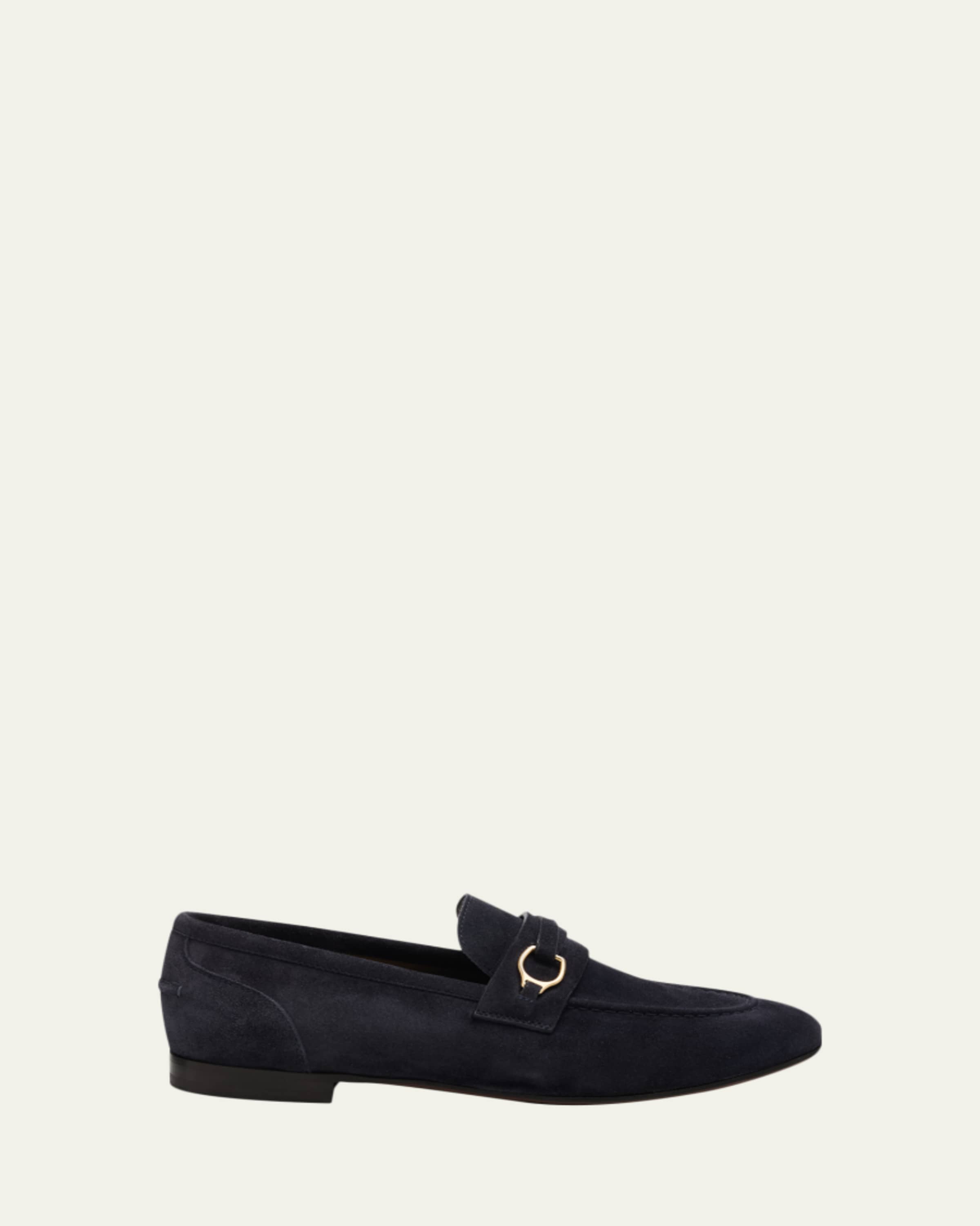 Brunello Cucinelli Croc-Embossed Suede Monili Penny Loafers