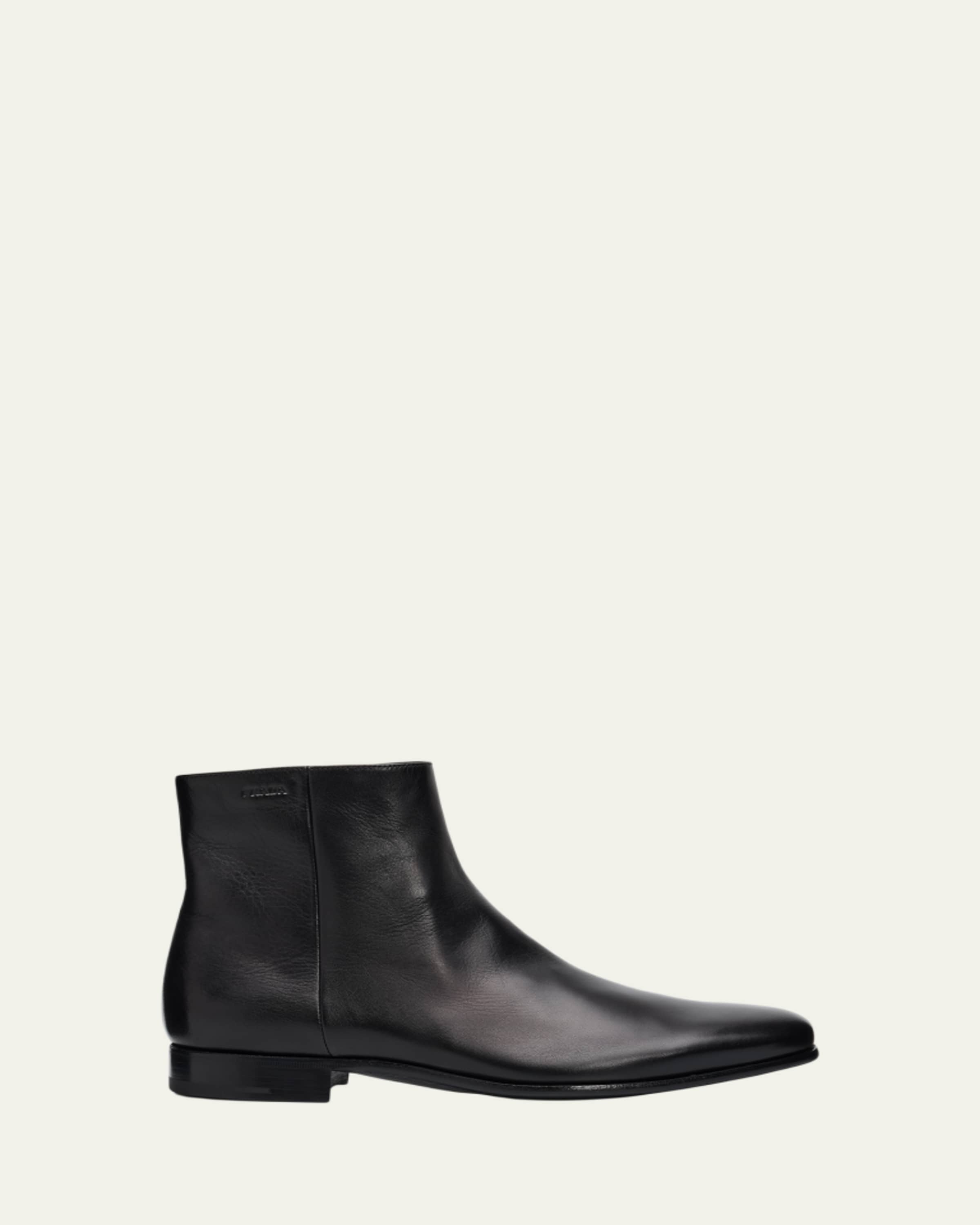 Bally Men's Wently Grainy Leather Side-Zip Ankle Boots - Bergdorf