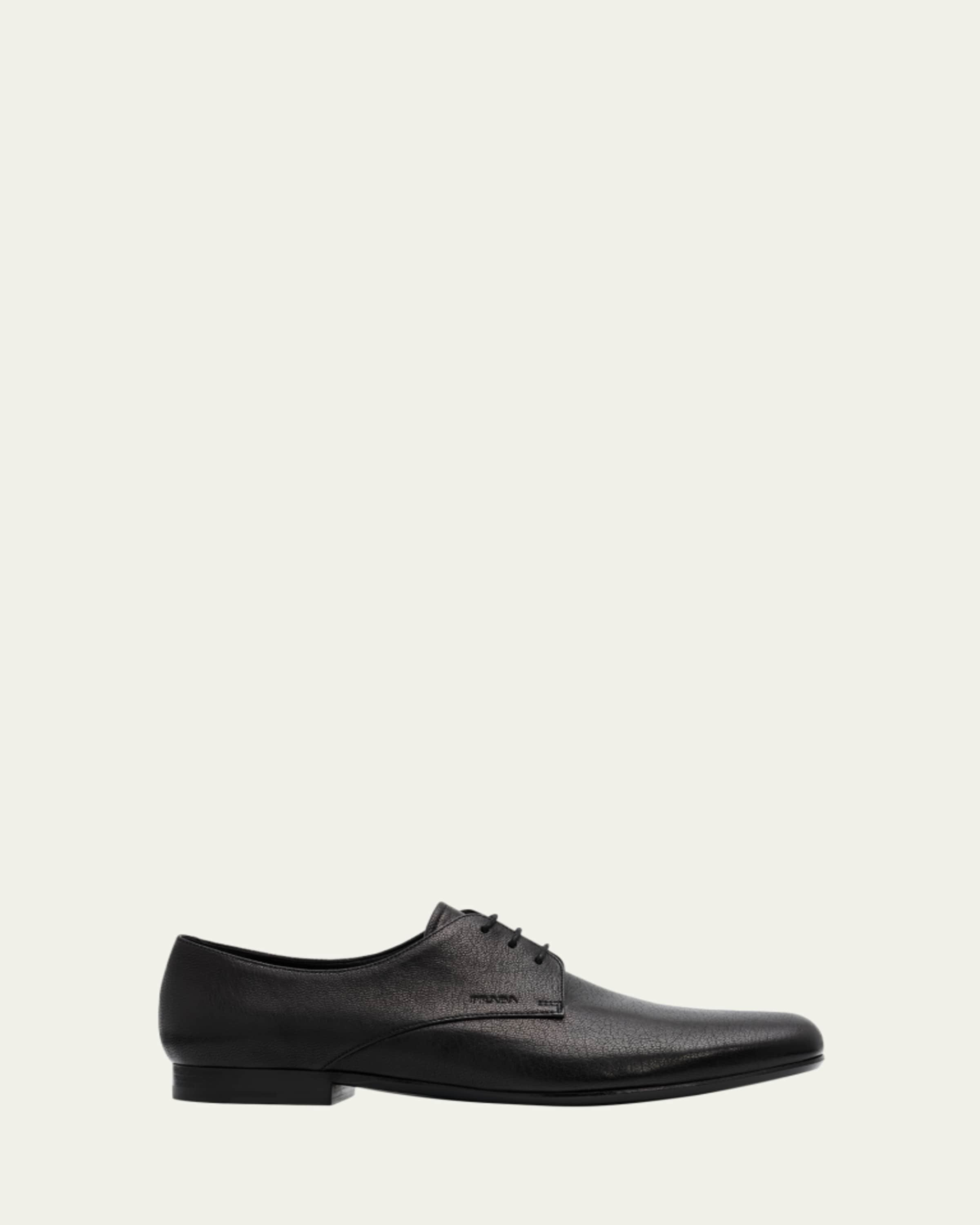 Prada Men's Triangle Logo Leather Drivers - Bergdorf Goodman