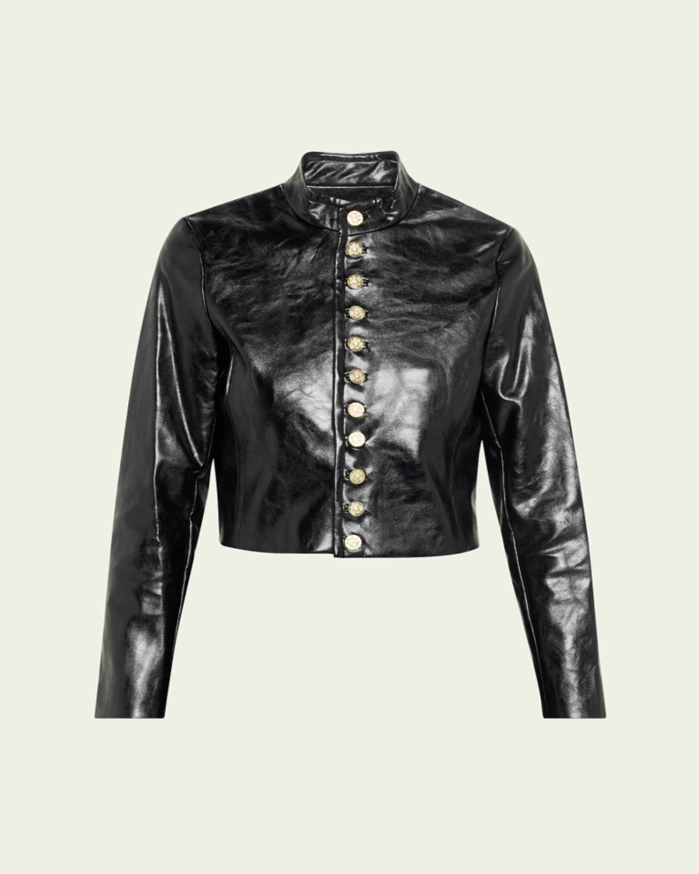 美品★ MEDI ALICE SHIRT JACKET ALICE + OLIVIA Lana Vegan Leather Puff-Shoulder Jacket - Bergdorf