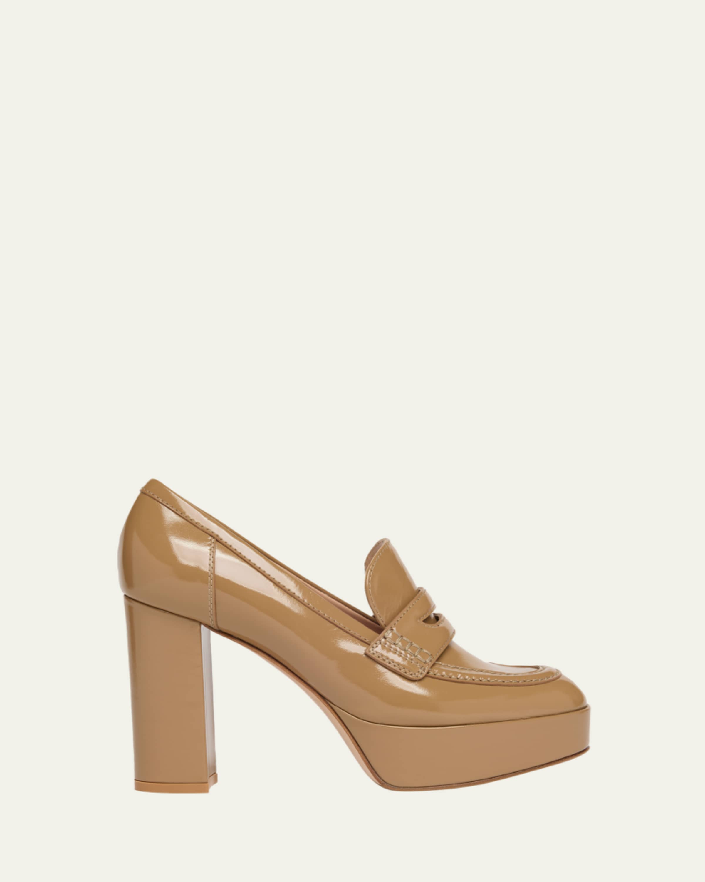 Gianvito Rossi 70mm Patent Platform Penny Loafers - Bergdorf Goodman