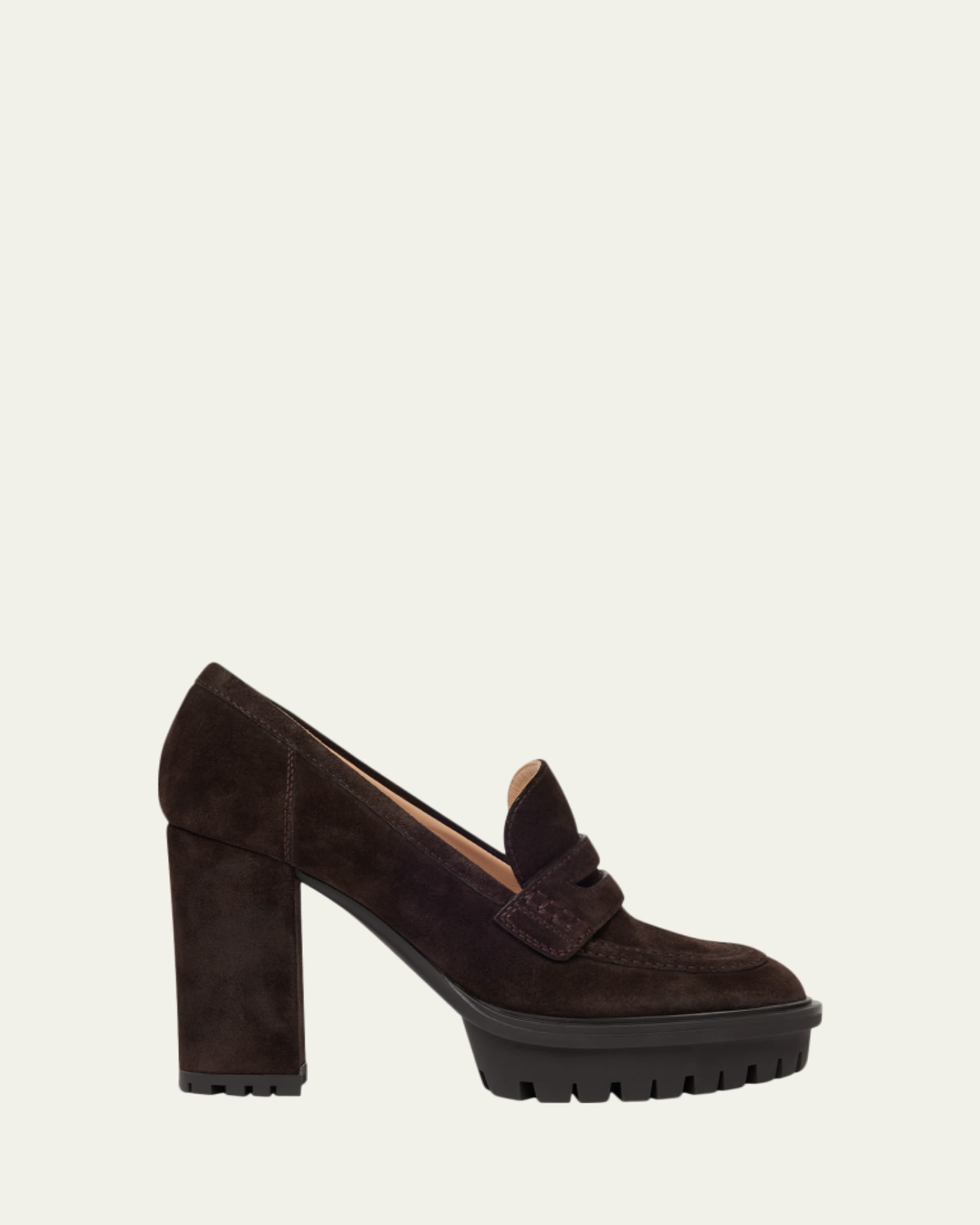 Gianvito Rossi 70mm Patent Platform Penny Loafers - Bergdorf Goodman