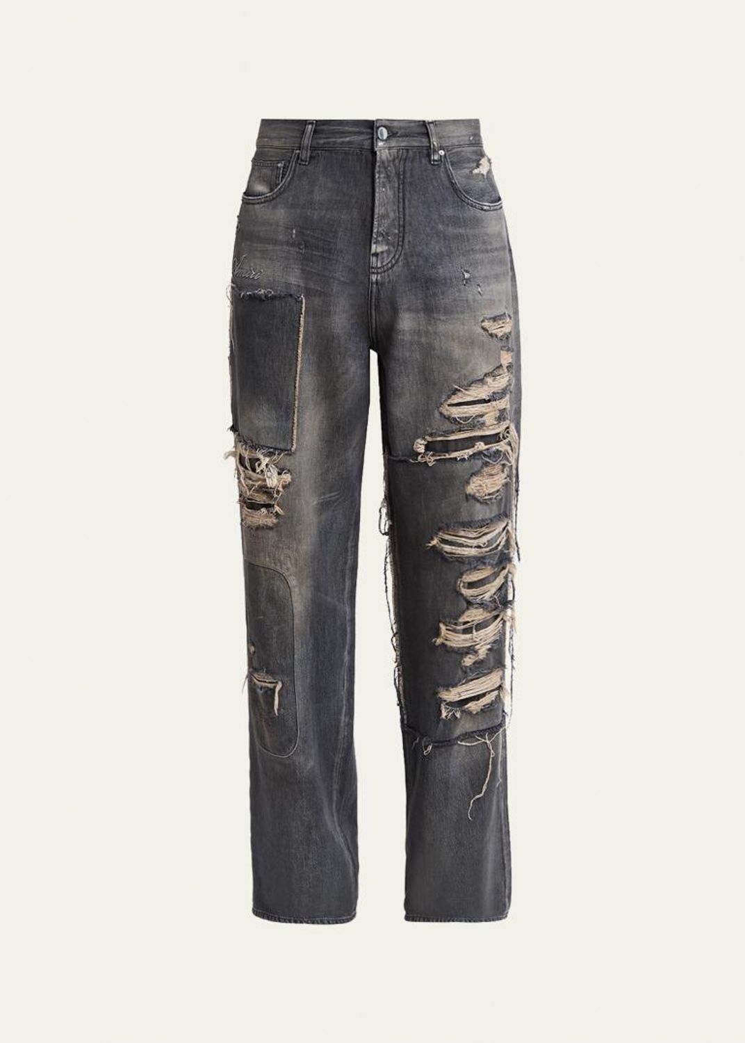 Amiri Men's Plaid Repair Denim Skinny Jeans - Bergdorf Goodman