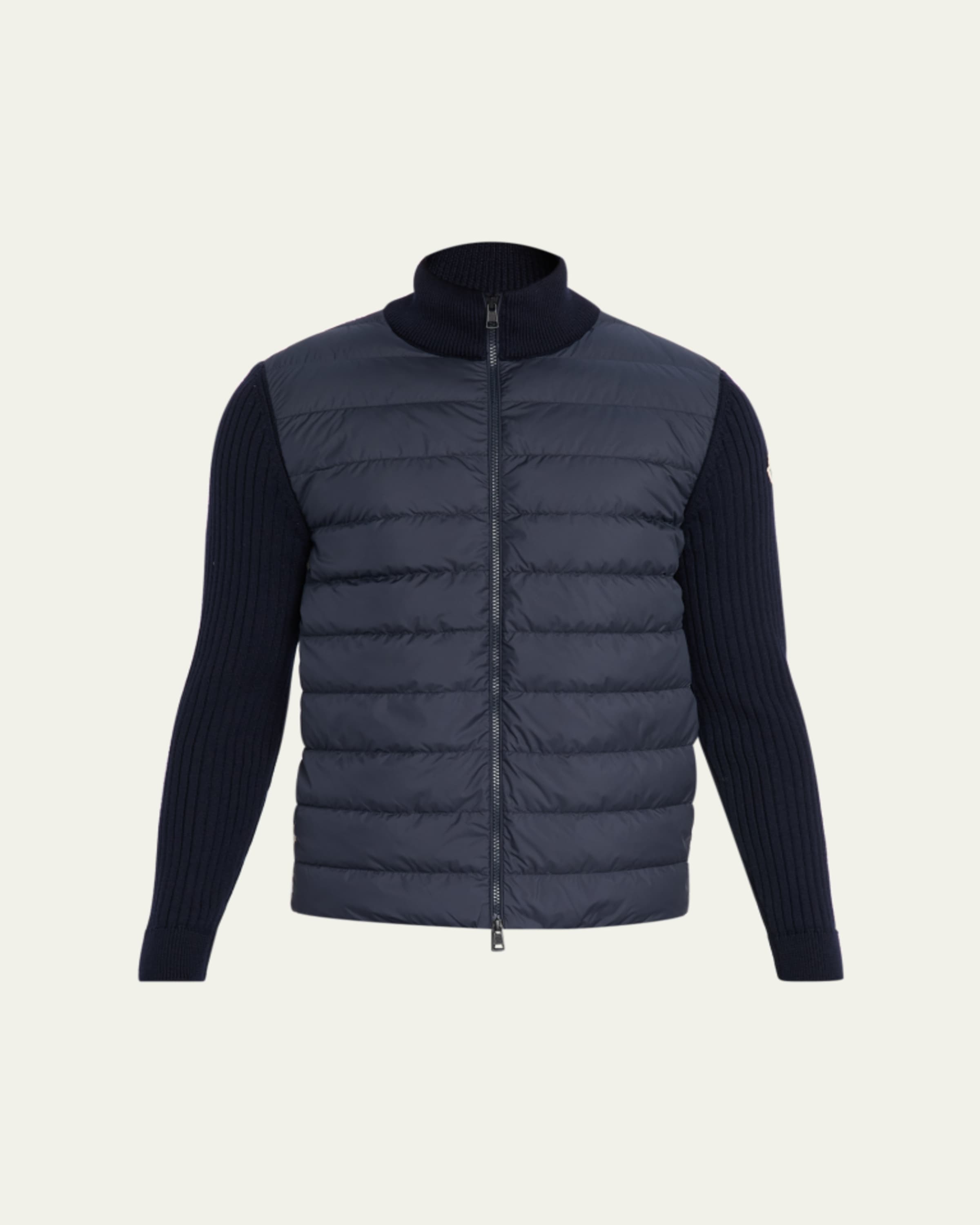 Moncler Men's Padded Crêpe Cotton Full-Zip Cardigan - Bergdorf Goodman