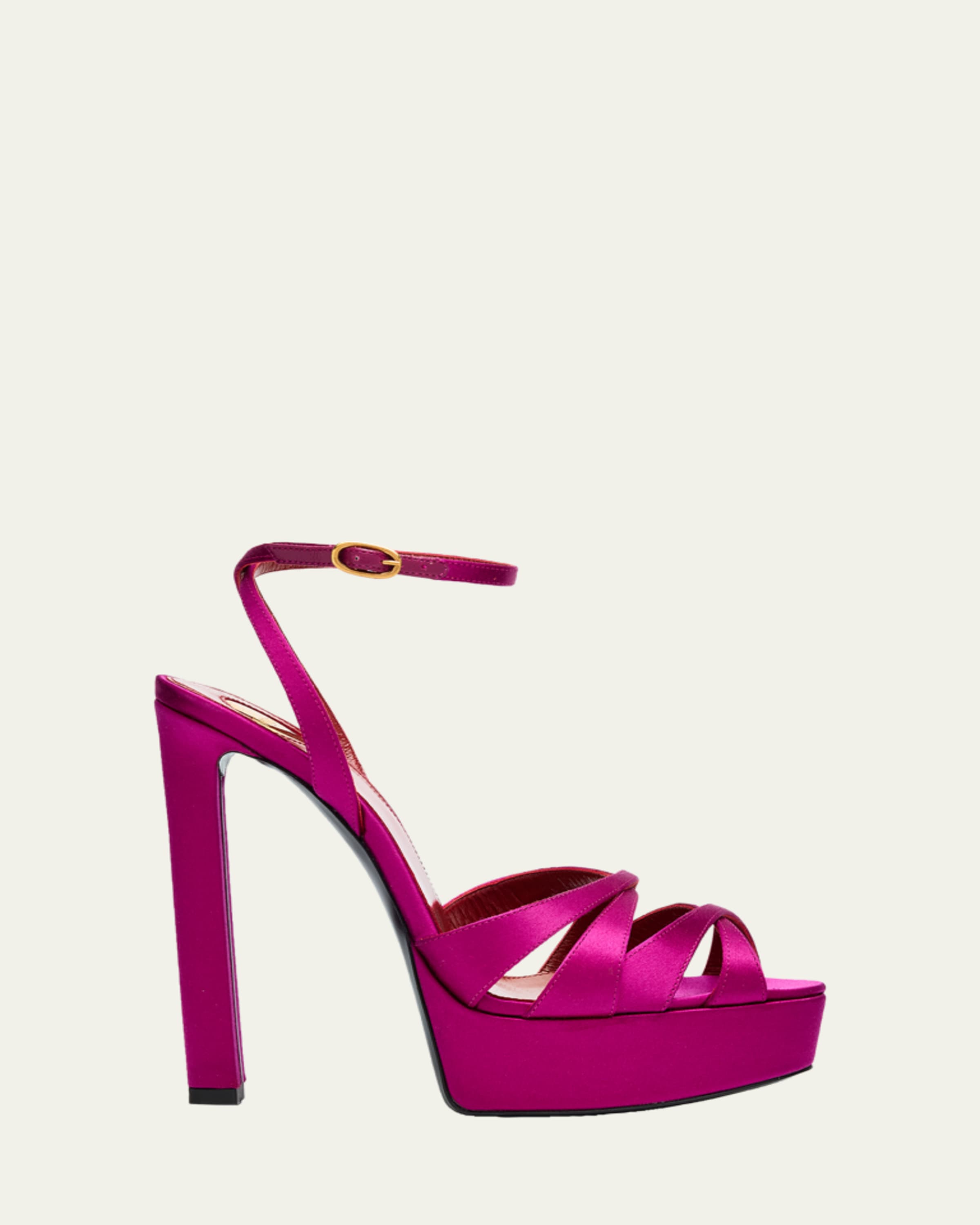 Saint Laurent 85mm BB Splendor Leather Platform Sandals - Bergdorf