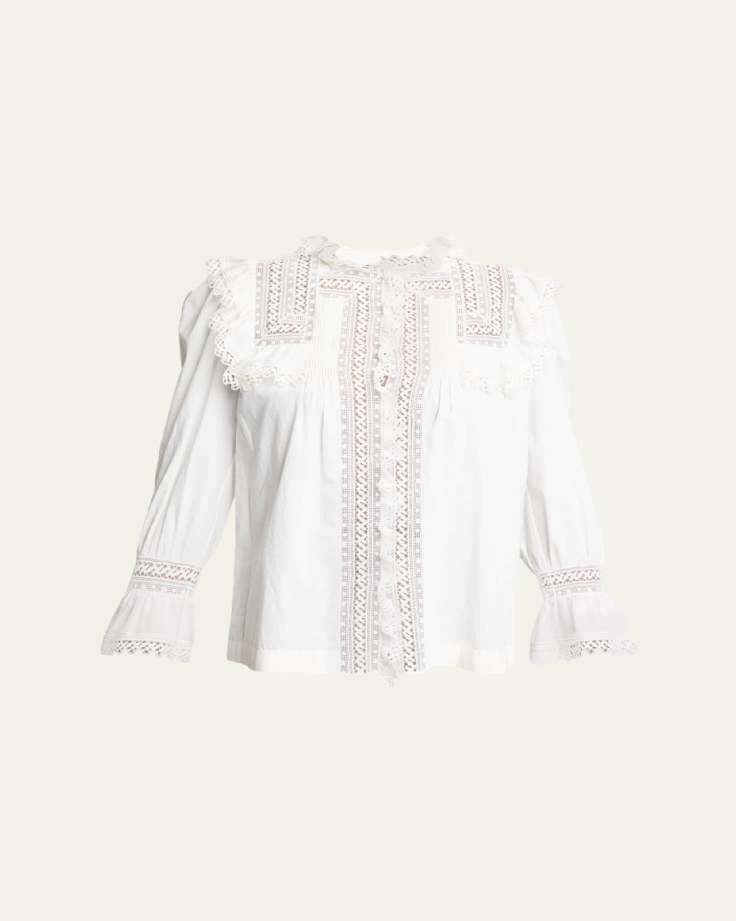 Chloe Lace-Trim Silk Sleeveless Peplum Top - Bergdorf Goodman