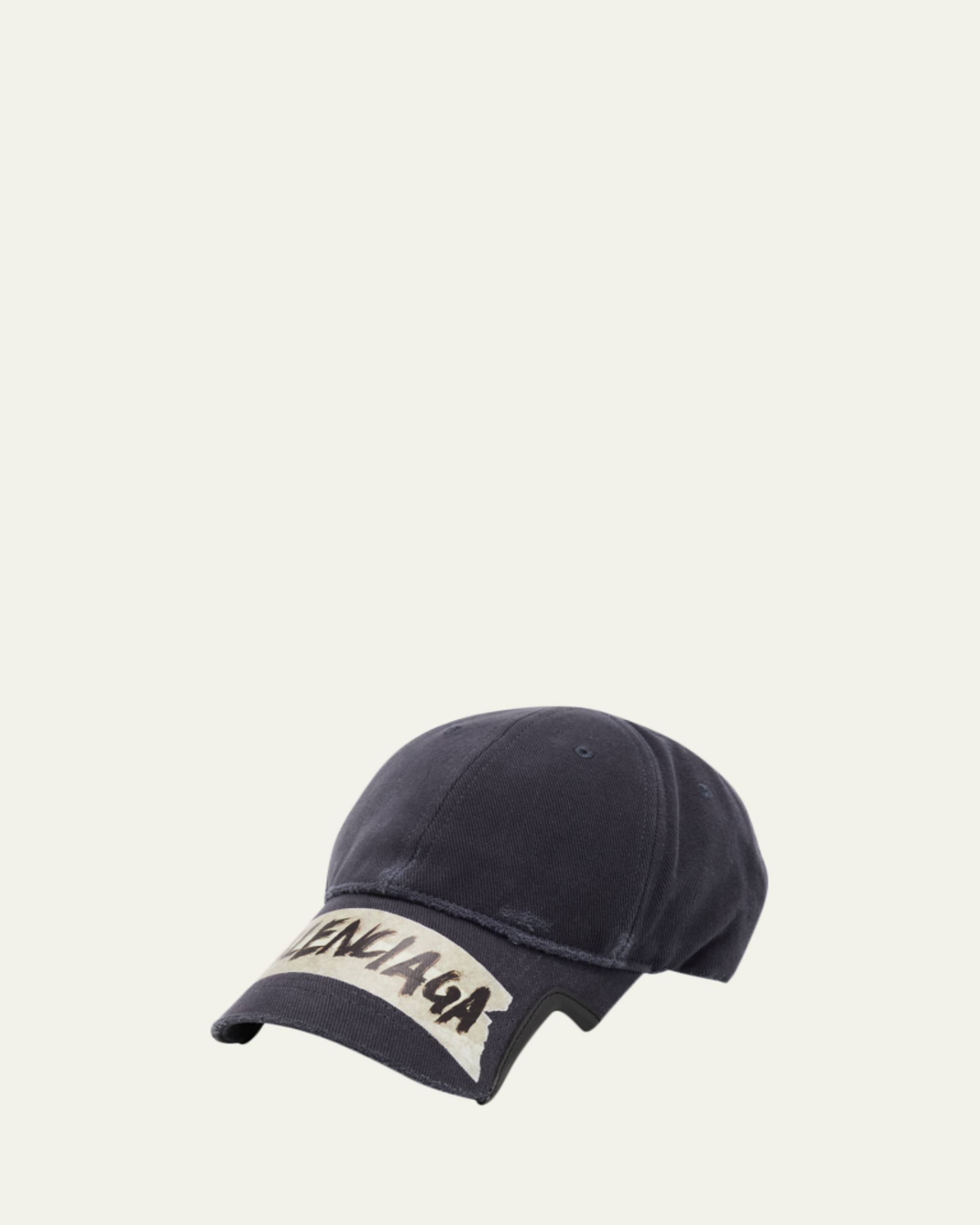 Amiri Men's Denim MA Quad Baseball Cap with Leather Bill