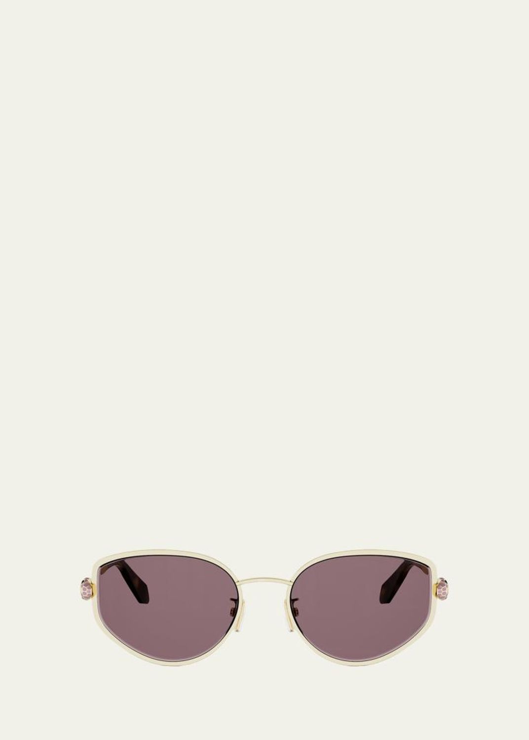 BVLGARI Serpenti Forever Rimless Oval Metal Sunglasses 