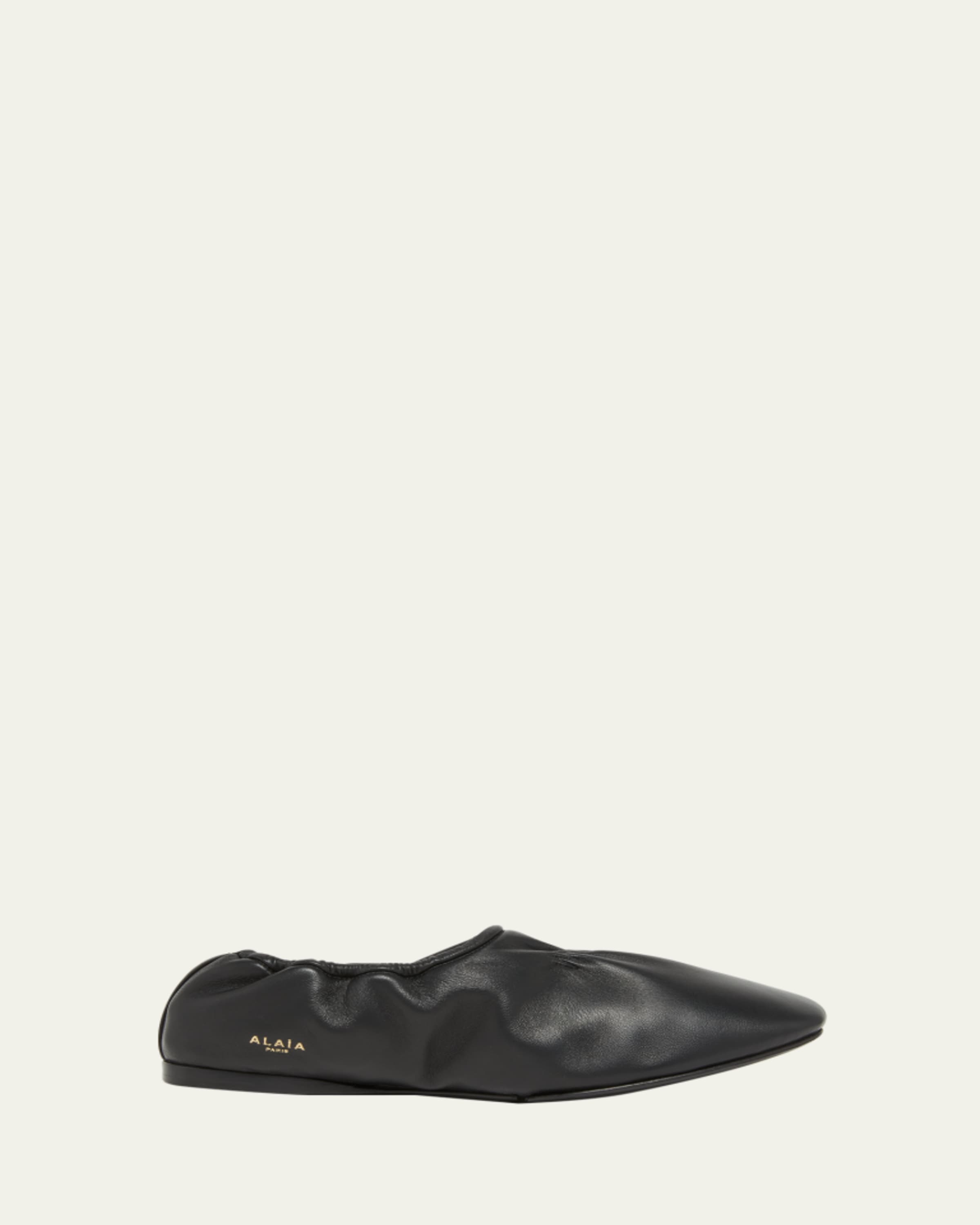 ALAIA Vienne Buckle Eyelet & Laser-Cut Leather Ballet Flats