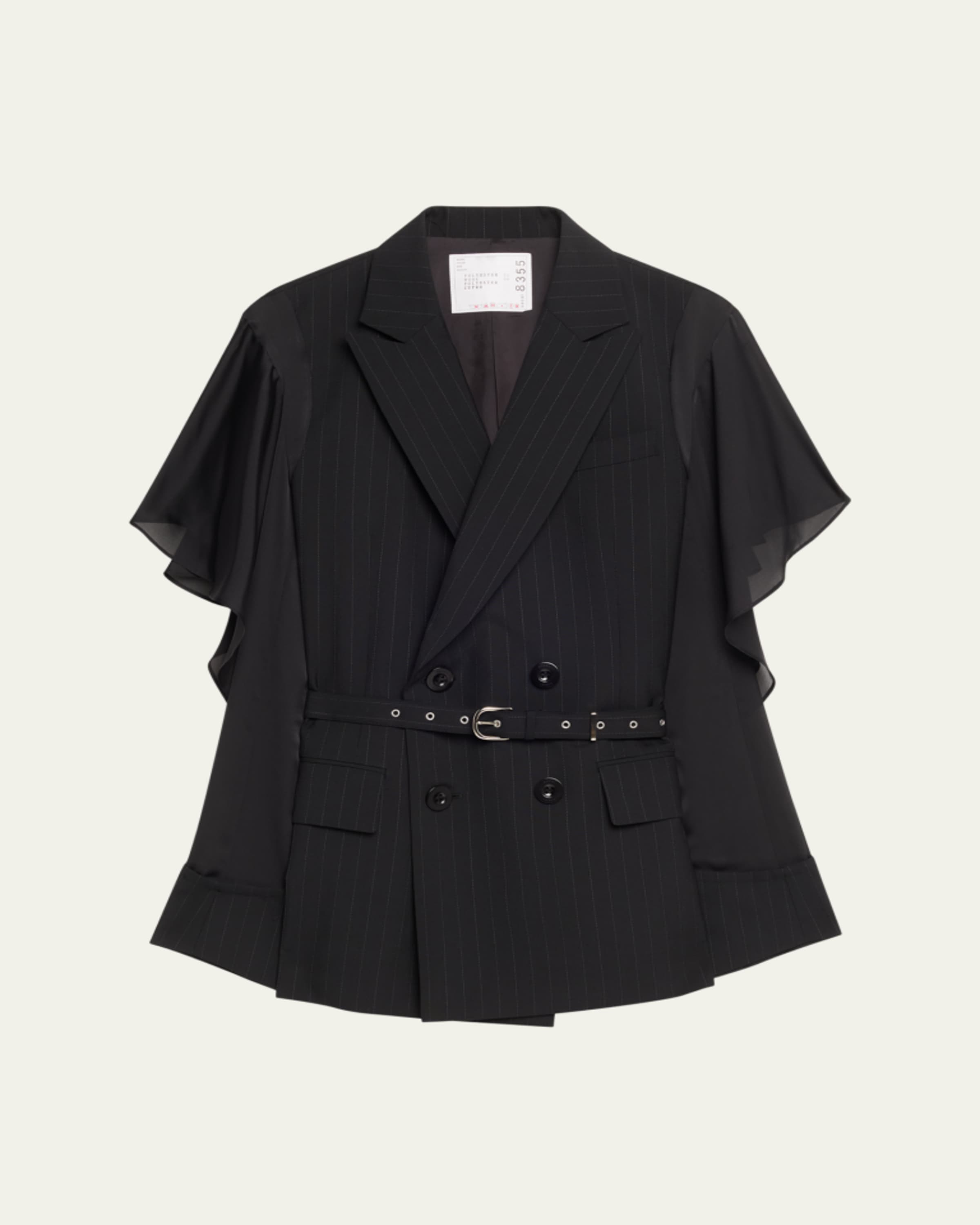 SACAI Short-Sleeve English Rib Knit Zip Jacket - Bergdorf Goodman