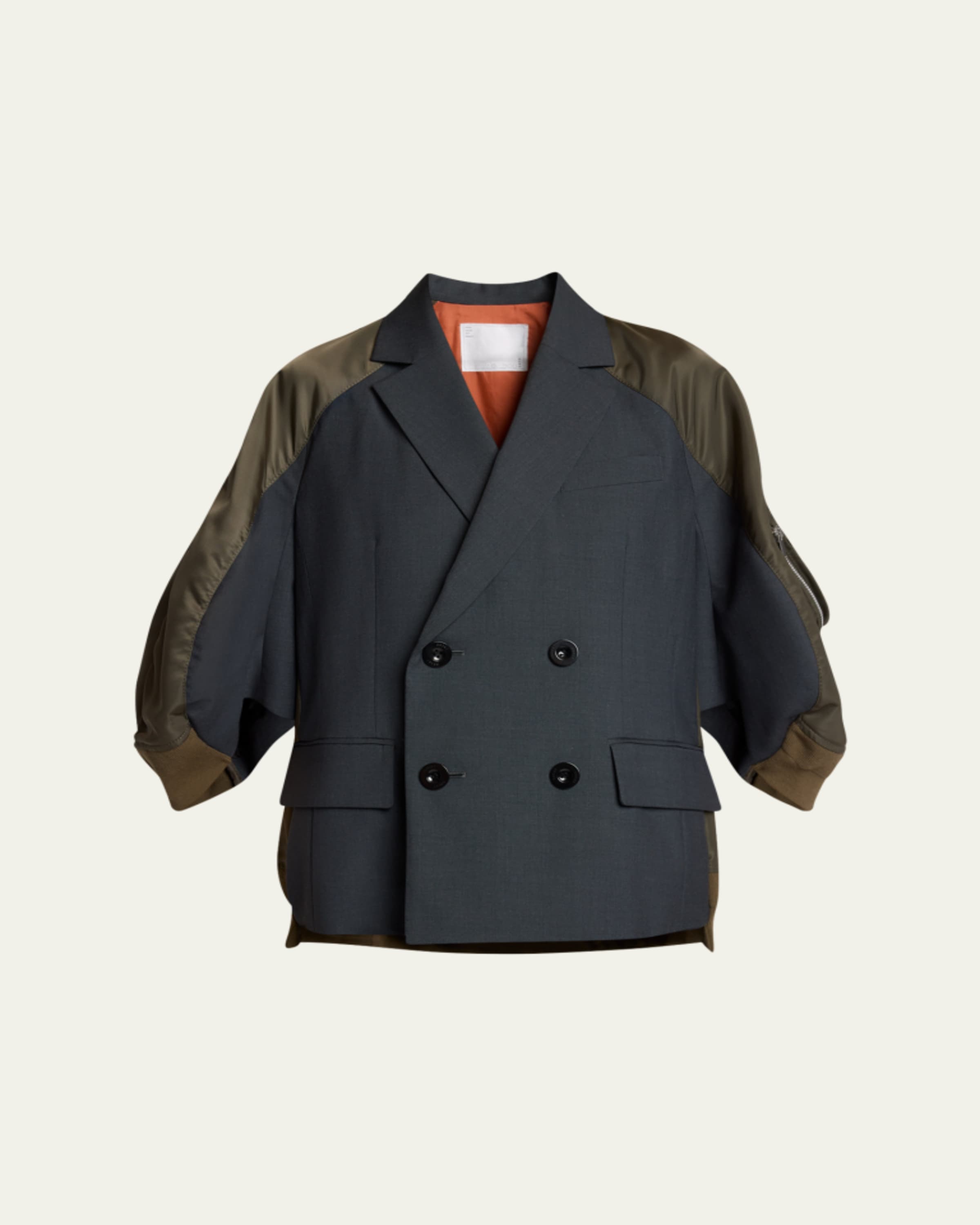 SACAI Short-Sleeve English Rib Knit Zip Jacket - Bergdorf Goodman