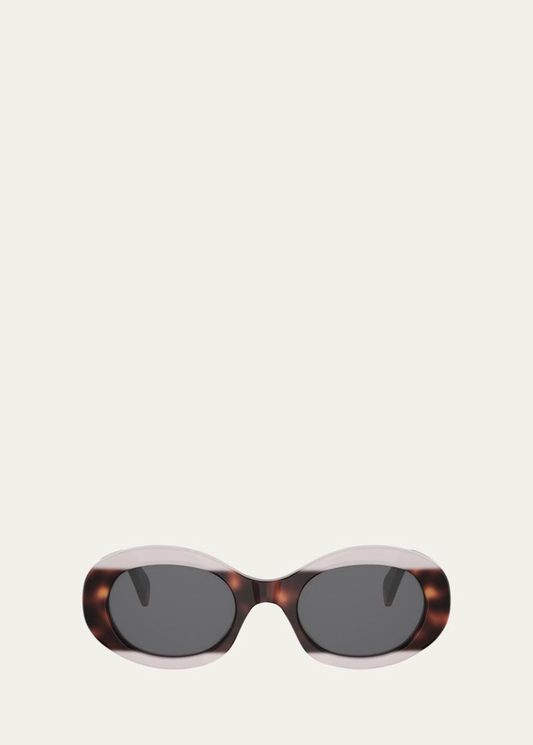 CELINE Tortoiseshell Oval Sunglasses - Brown Celine Triomphe Acetate Oval Sunglasses | Neiman Marcus main image 3