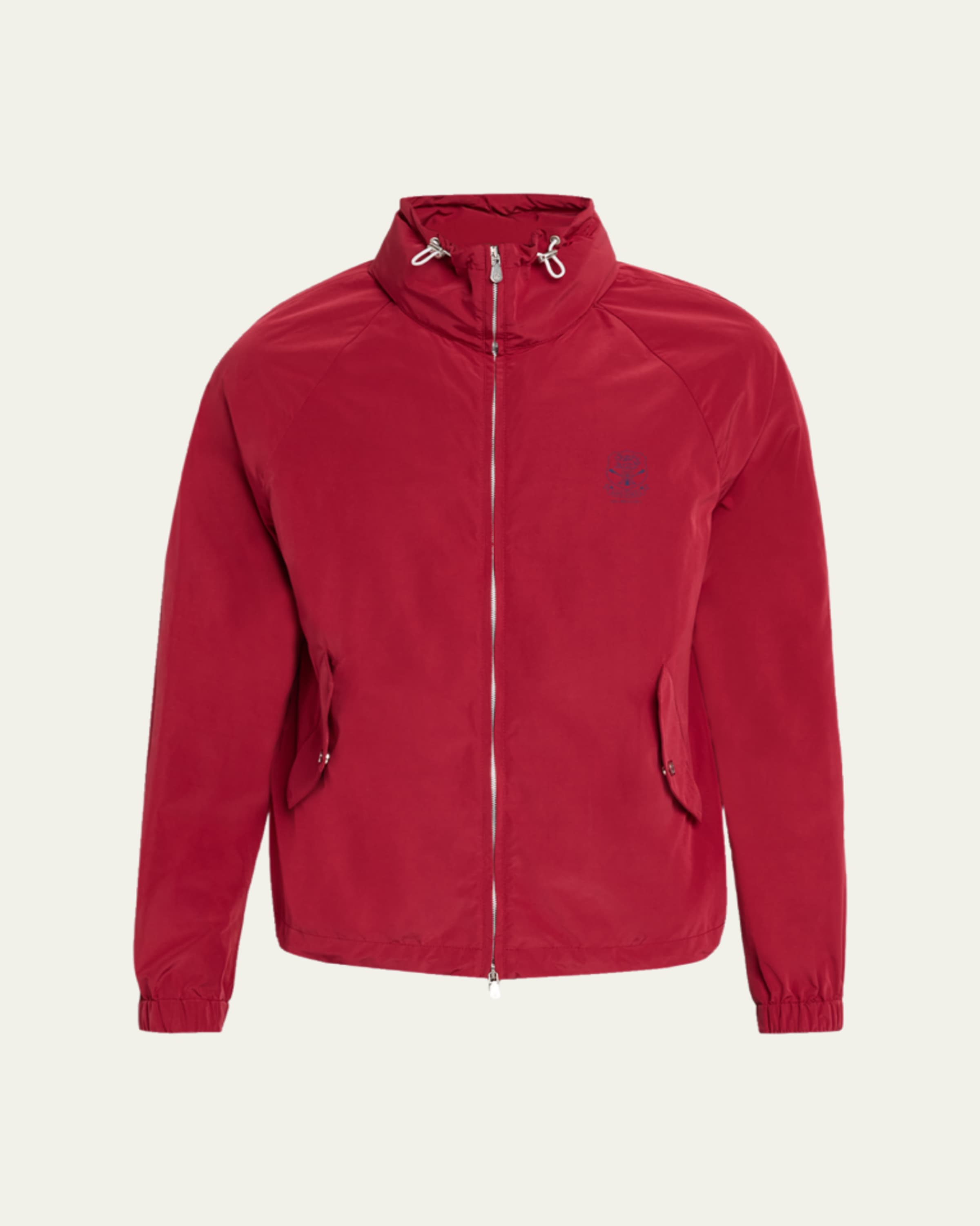 Brunello Cucinelli Men's Nylon Corduroy-Collar Full-Zip Jacket