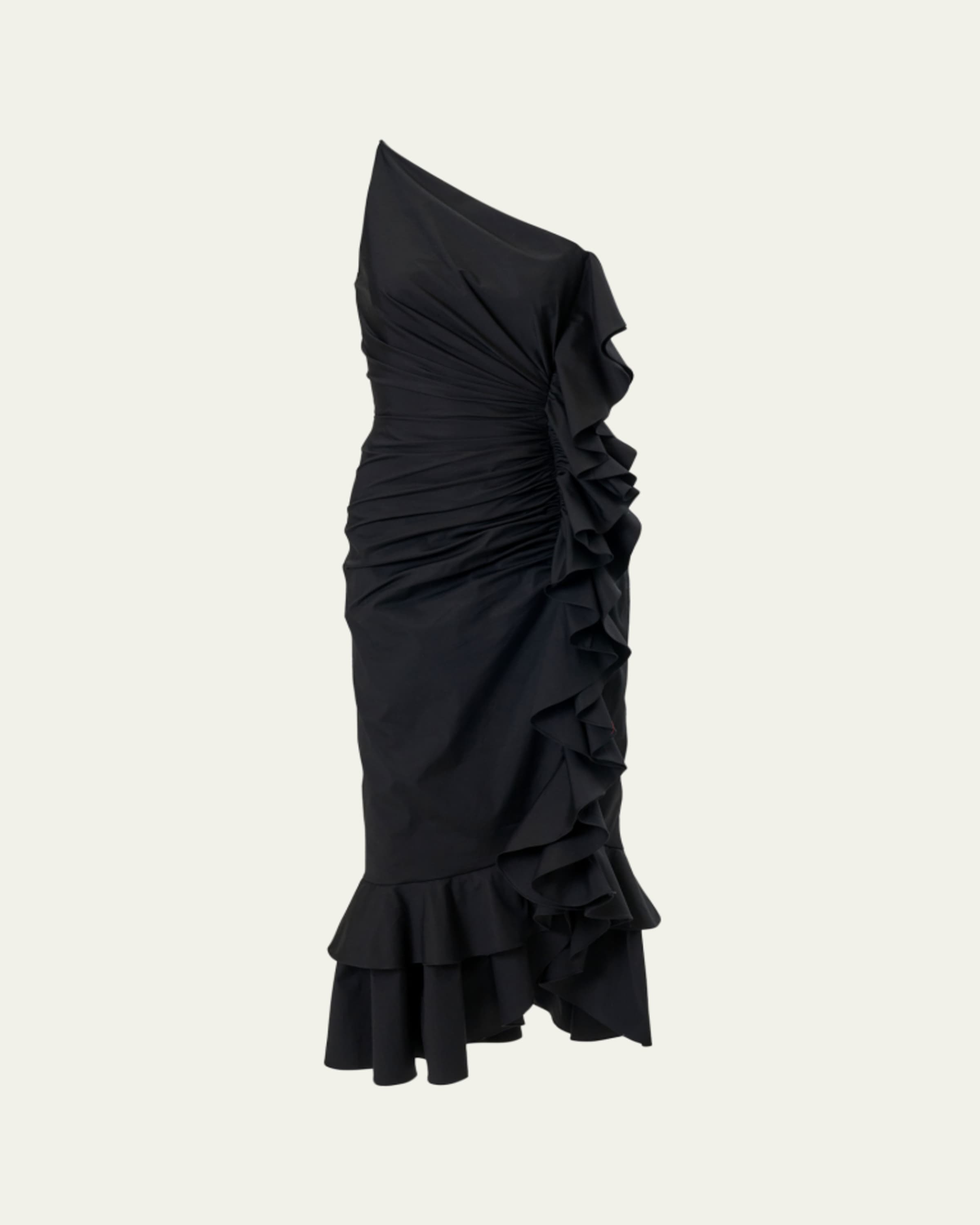 Valentino Garavani Ruffle 3/4-Sleeve Bow Midi Dress - Bergdorf Goodman