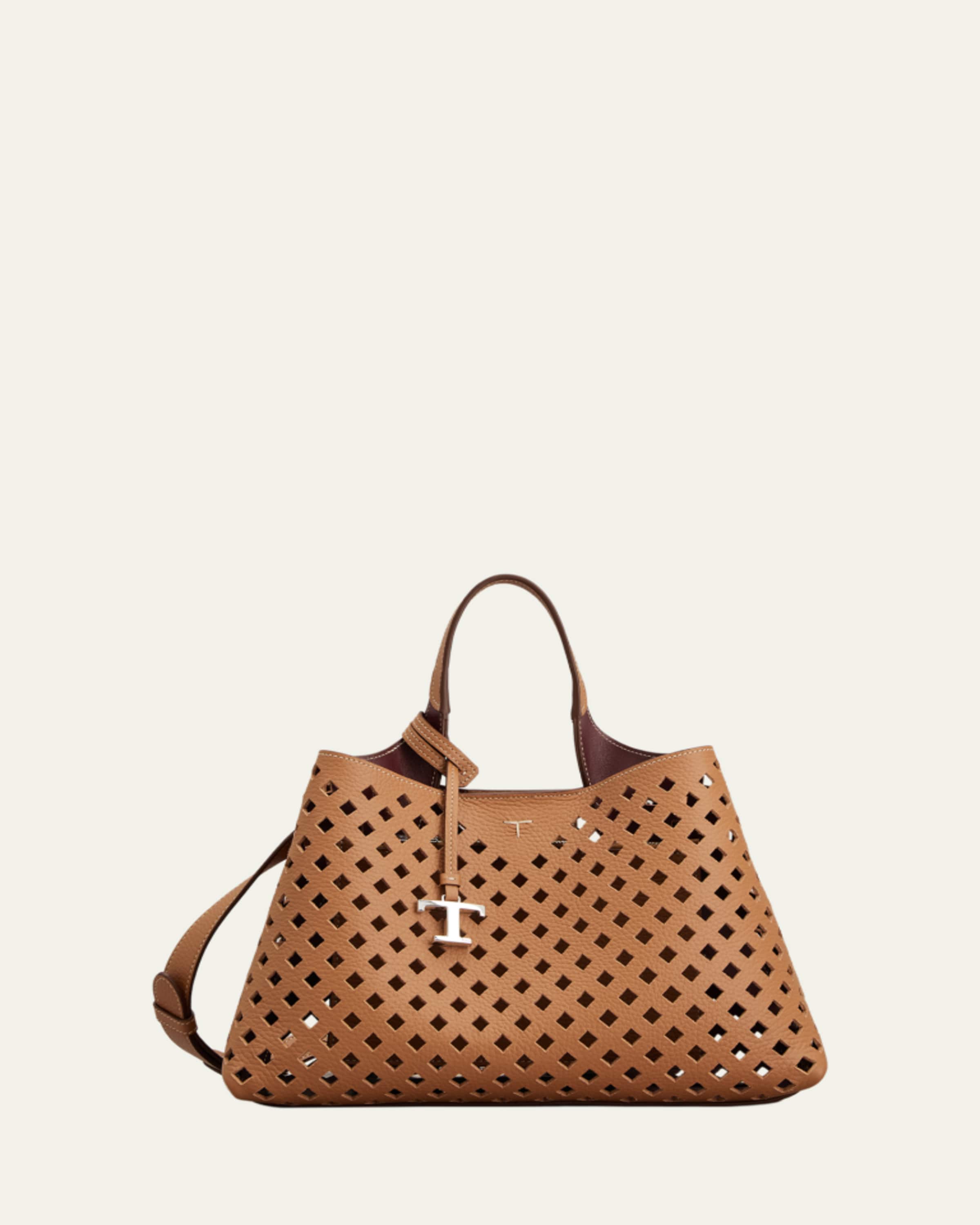 Tod's Micro Timeless T Cutout Leather Shoulder Bag - Bergdorf Goodman