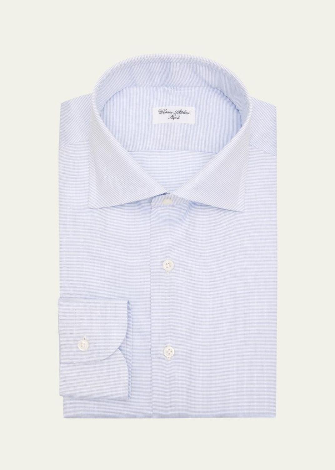 Cesare Attolini Men's Micro-Gingham Cotton Dress Shirt - Bergdorf Goodman