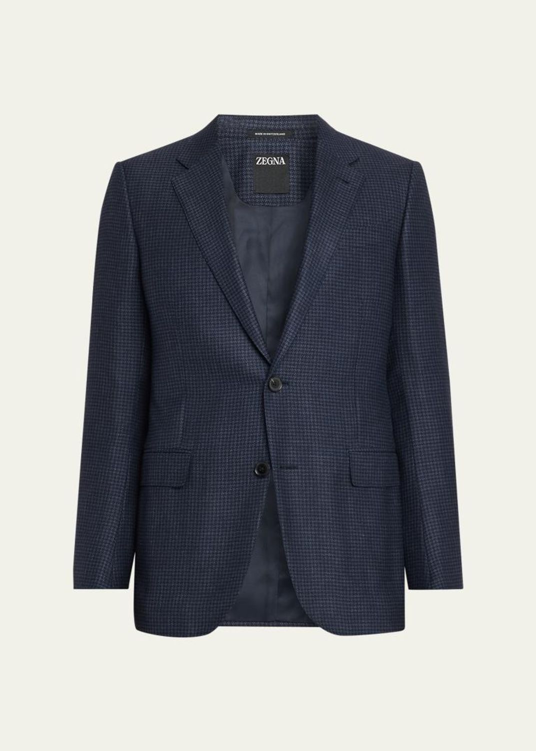 ZEGNA Men's Linen-Blend Grid Check Single-Breasted Sport Coat
