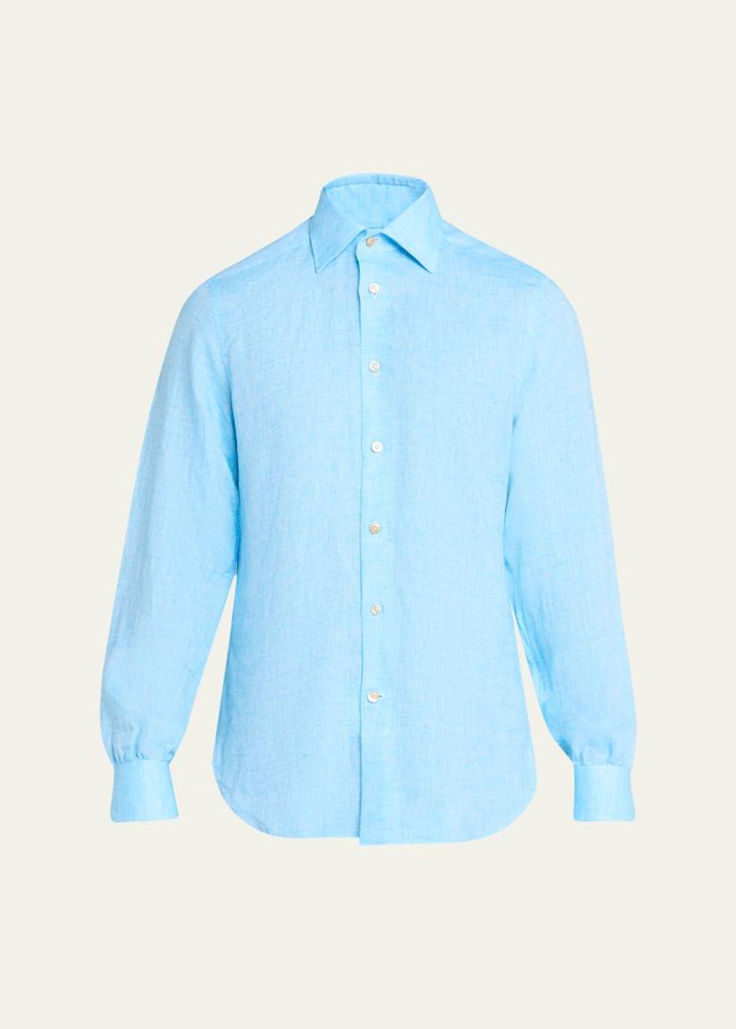 Kiton Men's Solid Linen Button-Down Shirt with Mother-Of-Pearl ...