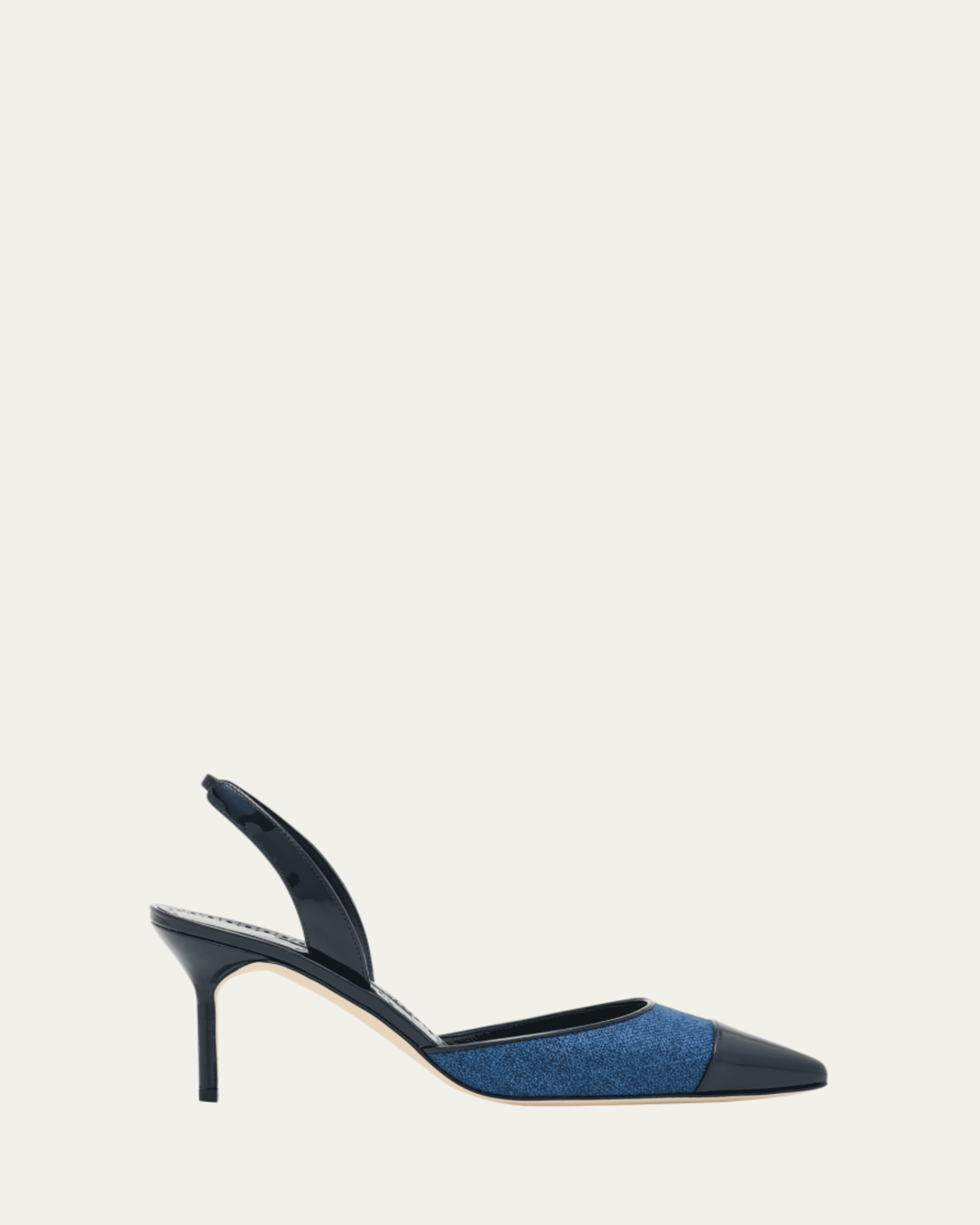 Manolo Blahnik 70mm Capsli Linen Slingback Pumps - Bergdorf Goodman