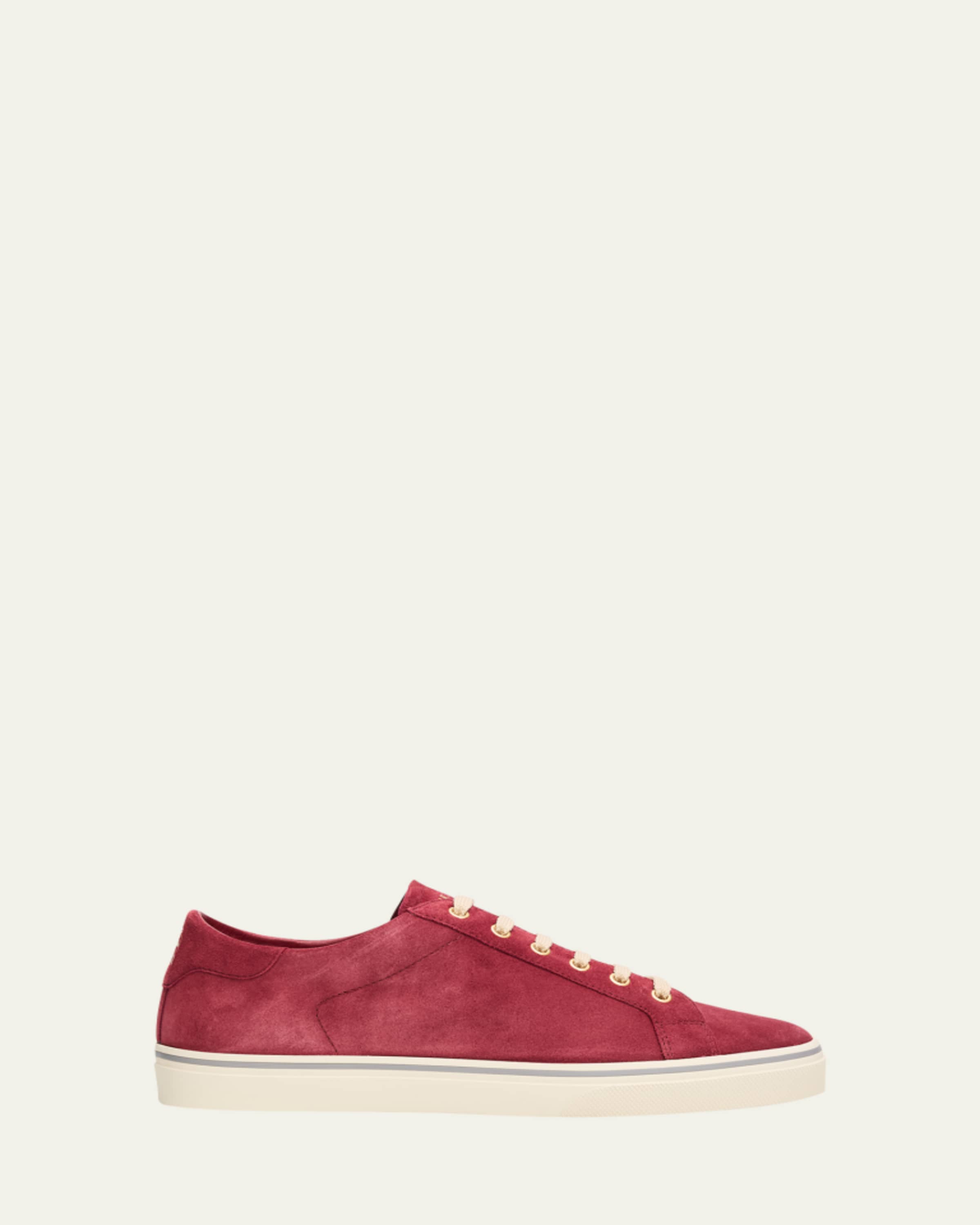 Brunello Cucinelli Men's Leather Foiled Logo Low-Top Sneakers