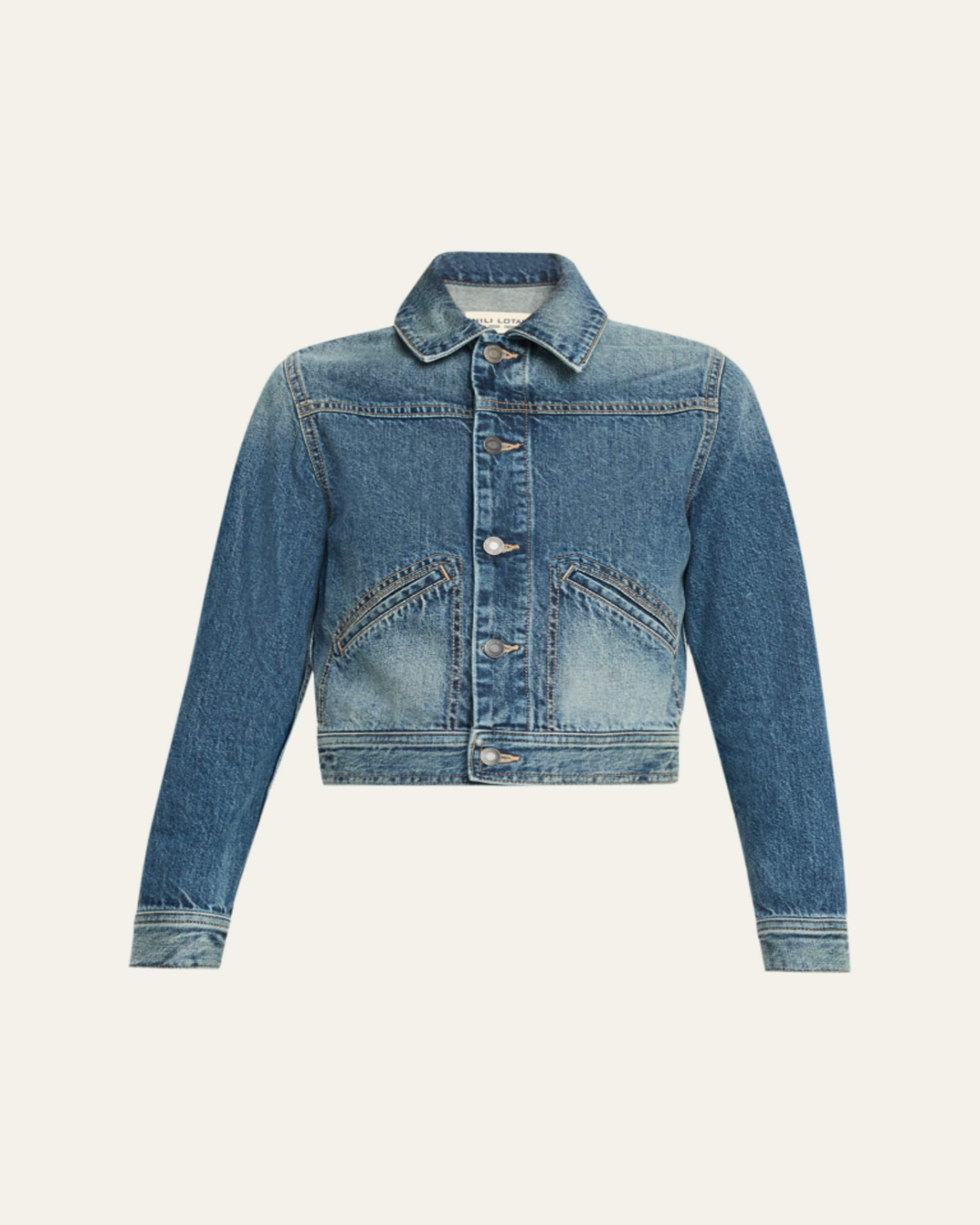 sacai Denim Pleated Trucker Jacket - Bergdorf Goodman