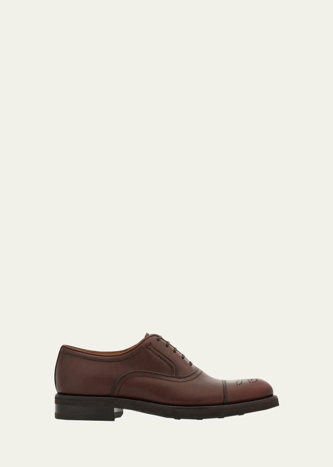 FERRAGAMO Men's Leather Almond-Toe Derby Shoes - Bergdorf Goodman