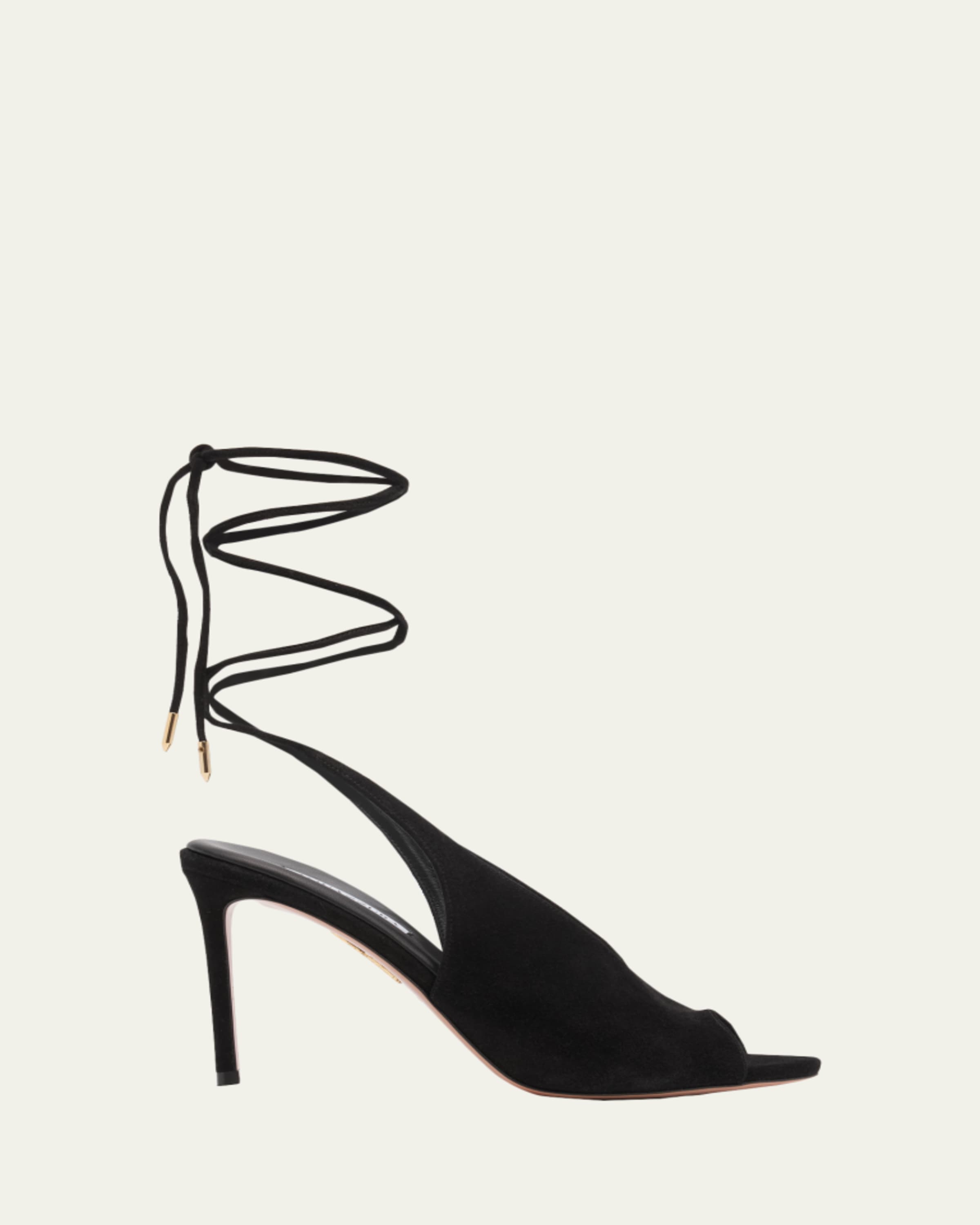 Aquazzura 85mm Aimee Suede Block-Heel Sandals - Bergdorf Goodman
