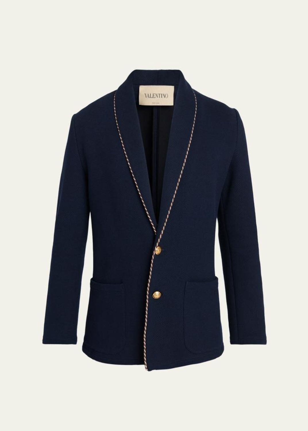 VALENTINO UOMO テーラードジャケット ネイビー Valentino Garavani Men's Cotton Gabardine Shirt Jacket with VGold