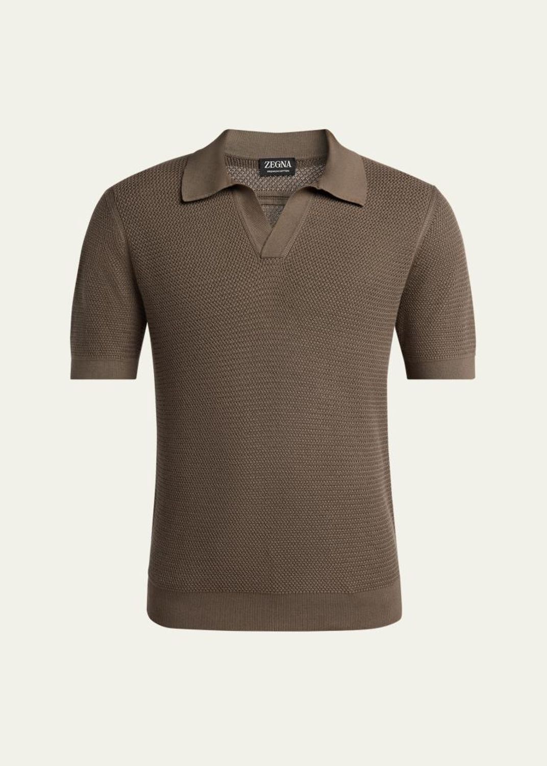 ZEGNA Men's Cotton Polo Shirt with Leather-Trim Pocket - Bergdorf