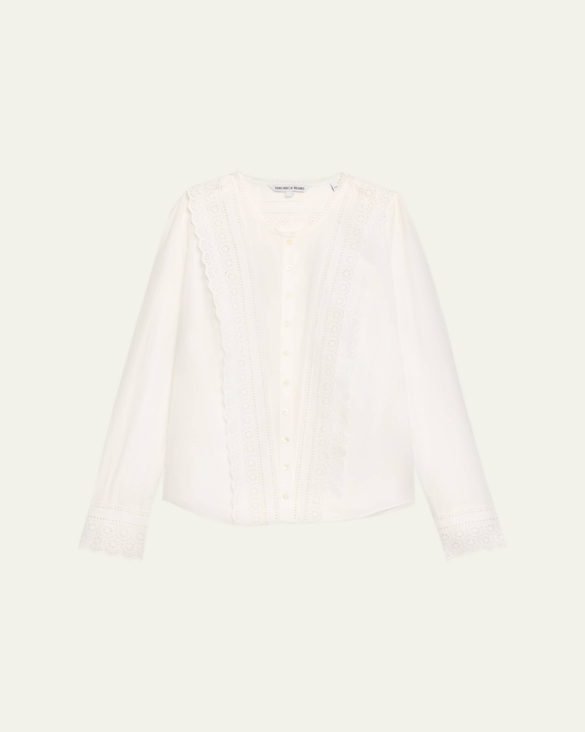 Veronica Beard Clermont Embroidered Long-Sleeve Blouse - Bergdorf