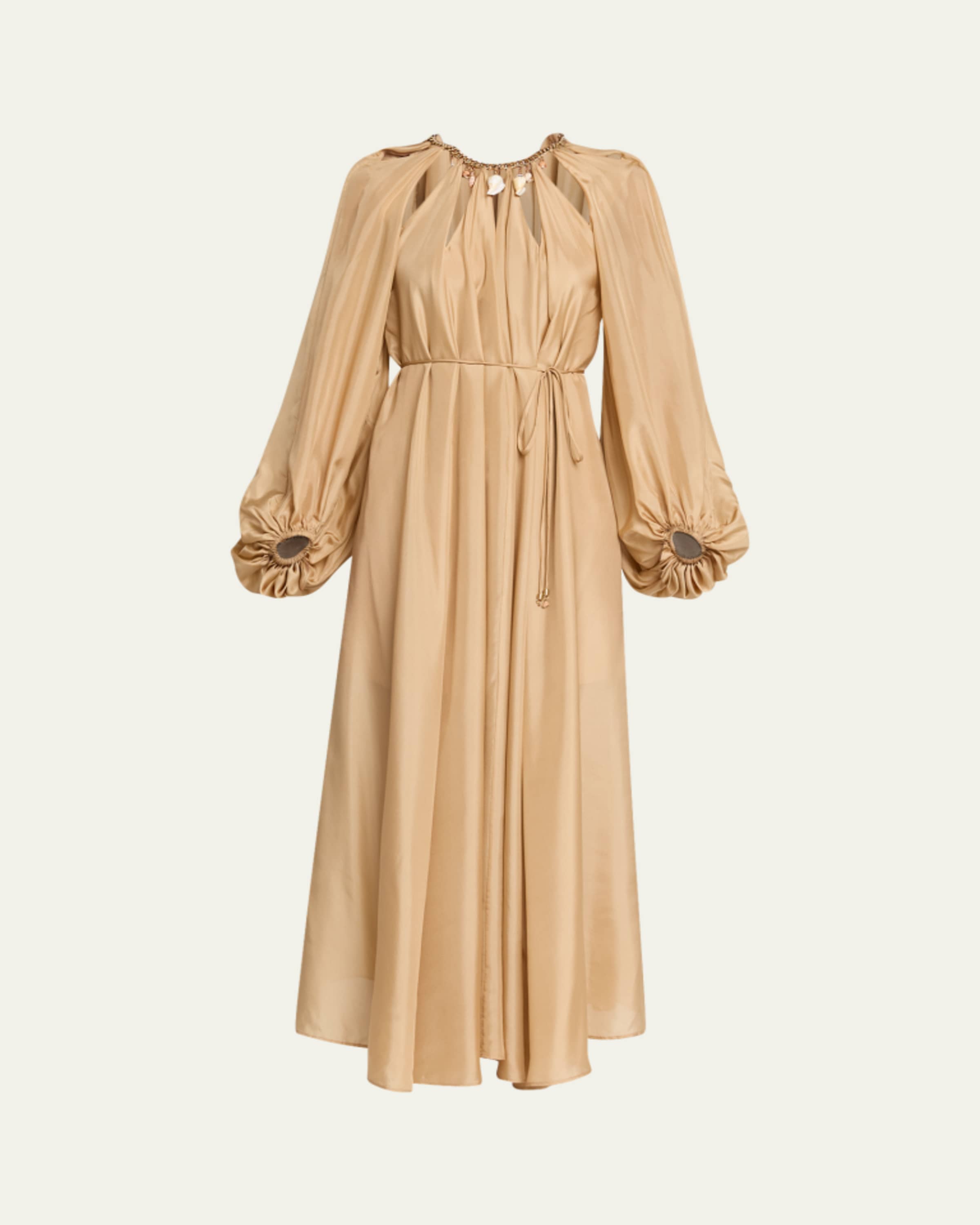 zimmermann silk flutter dress ZIMMERMANN Luna Flutter Dress | Women's Designer Silk Maxi Dress | Sage Paisley