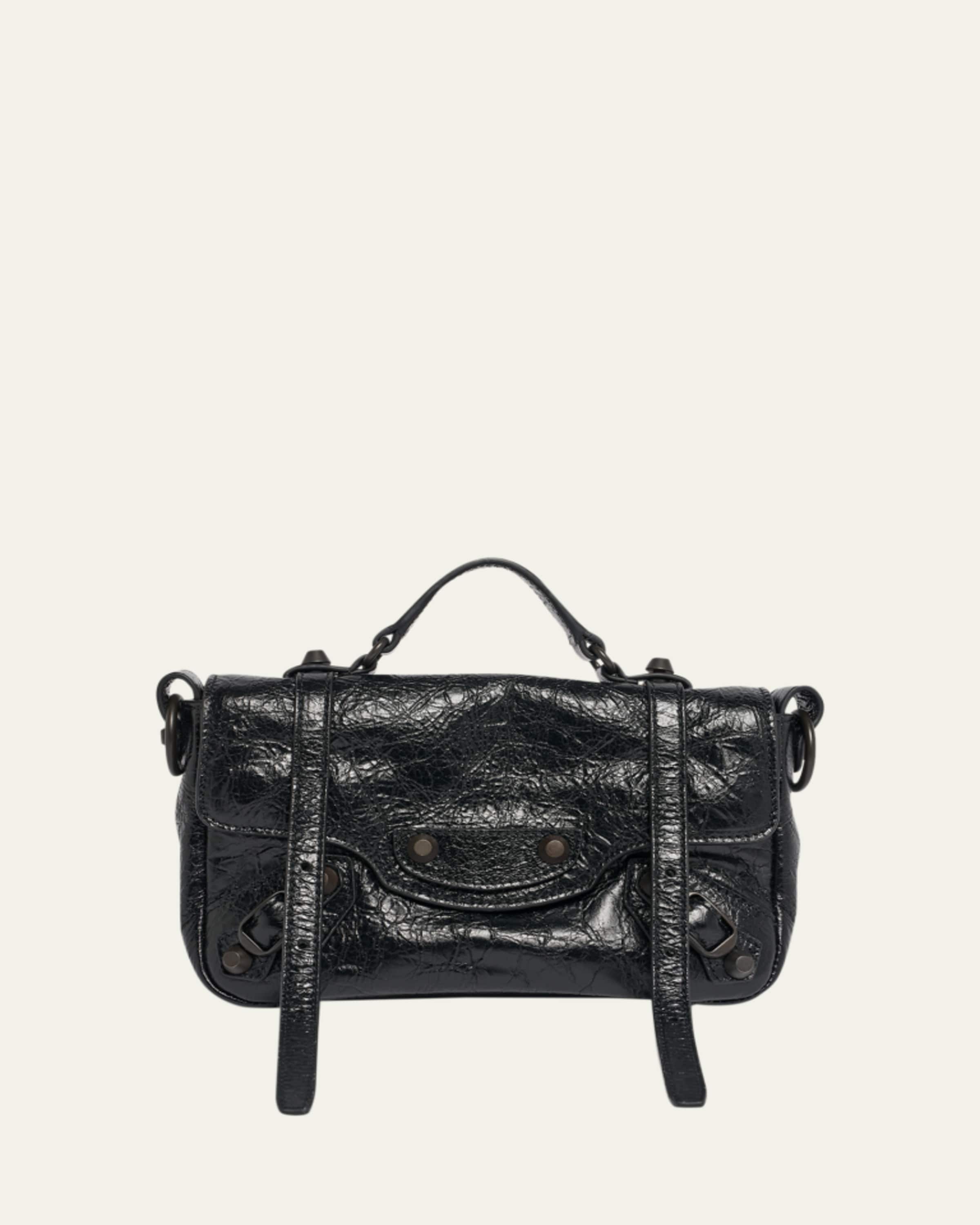 Balenciaga Bel Air Mini Croc-Embossed Leather Top-Handle Bag