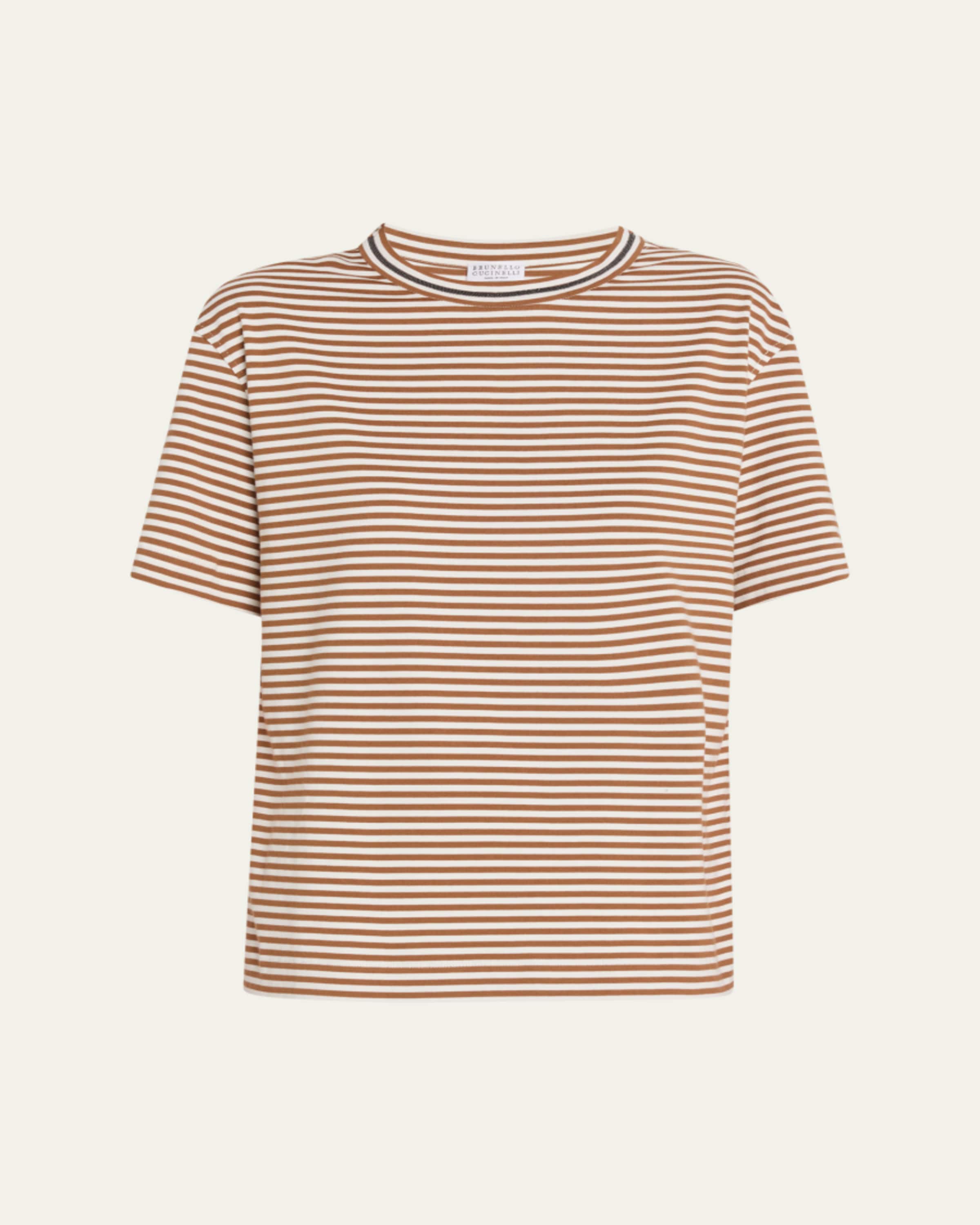 Brunello Cucinelli Striped Cotton Jersey Short-Sleeve T-Shirt