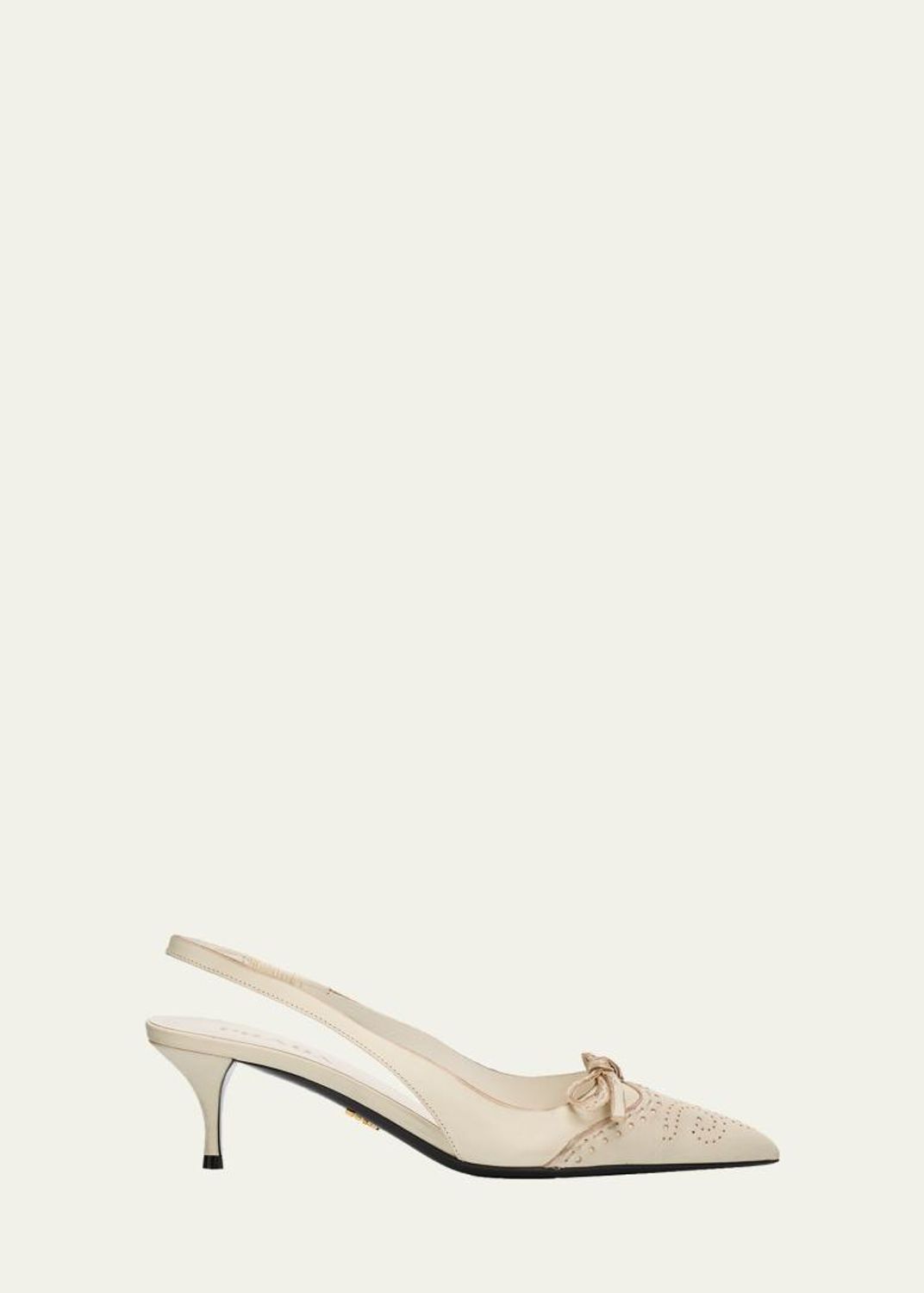 Prada 55mm Triangle Logo Woven Leather Slingback Pumps - Bergdorf