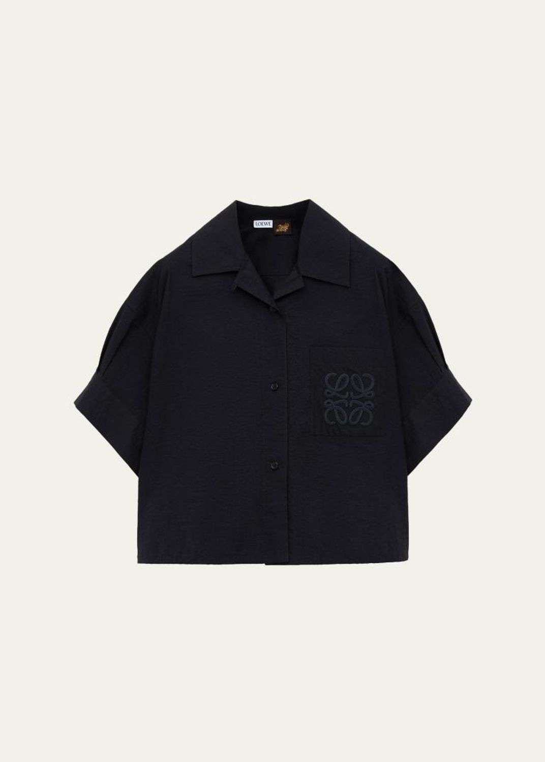 LOEWE シャツ　40 LOEWE Short-Sleeve Denim Trapeze Button-Down Shirt - Bergdorf Goodman