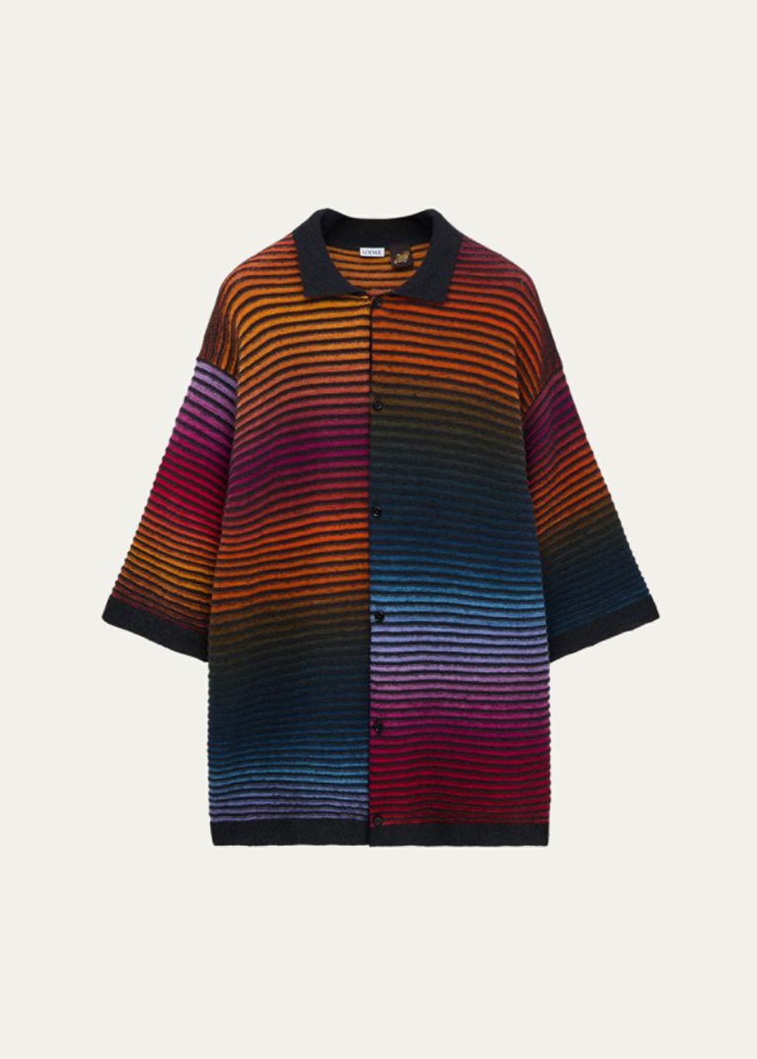 LOEWE Men's Washed Denim Anagram-Sleeve Camp Shirt - Bergdorf Goodman