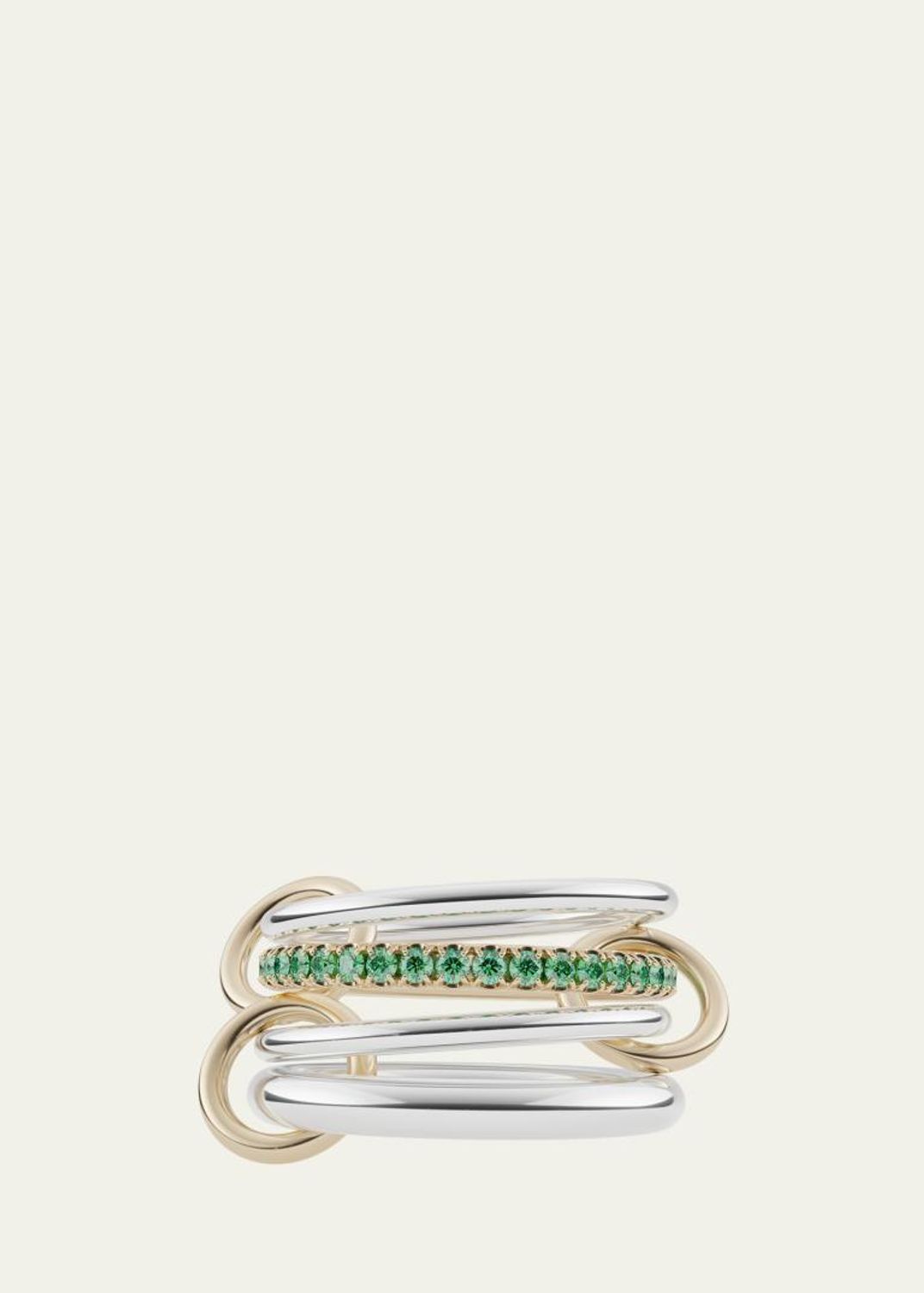 Spinelli Kilcollin Scorpio Silver and Gold 3 Linked Ring, Size 6.5