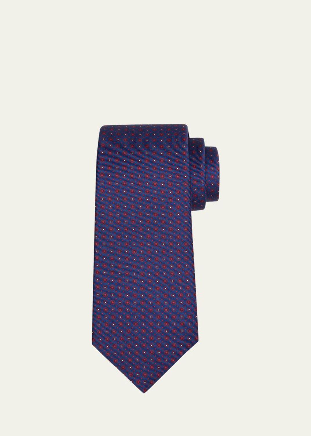 Kiton Men's Micro-Geometric Silk Sevenfold Tie - Bergdorf Goodman