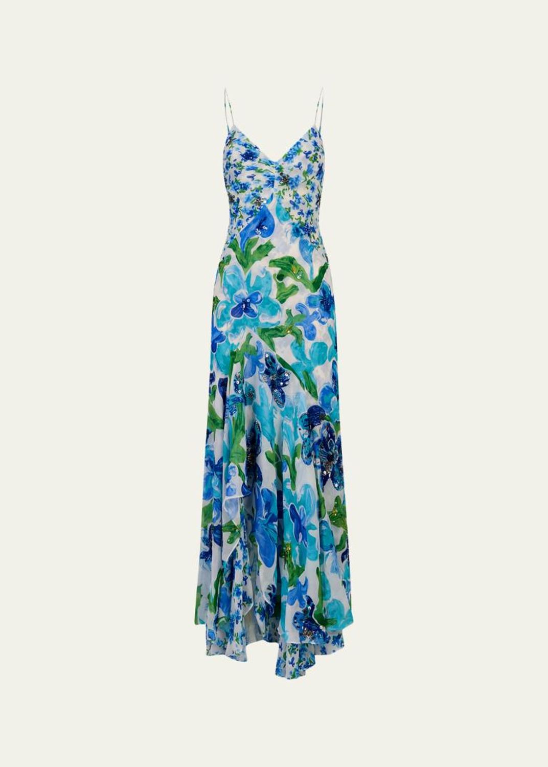 Diane von Furstenberg Eden Tiered Lace-Inset Maxi Slip Dress
