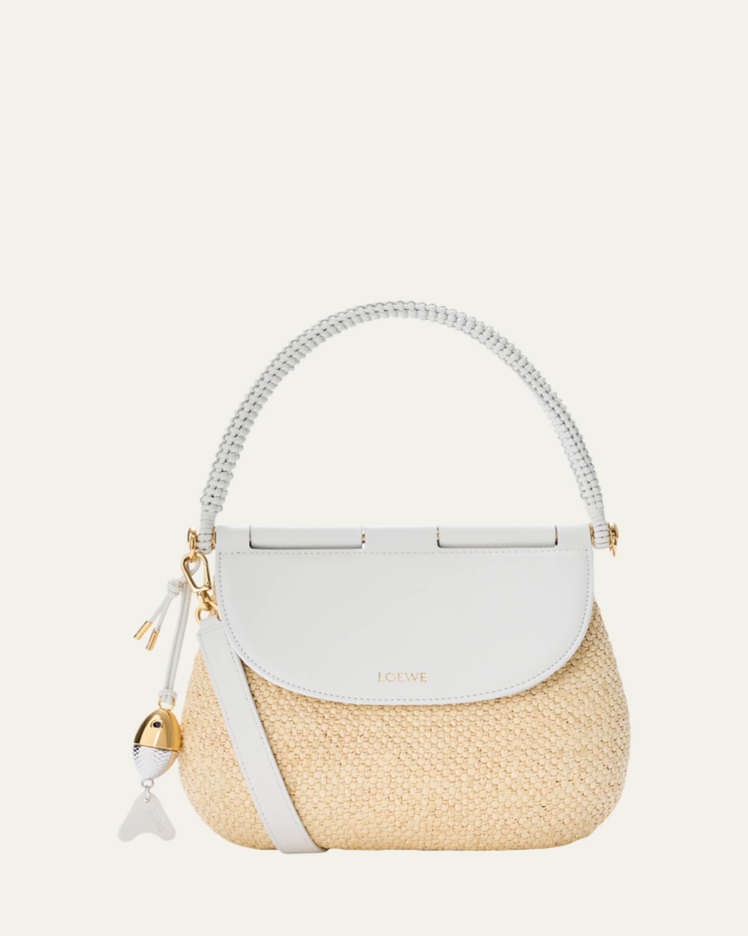 Loewe x Paula's Ibiza Pescador Medium Raffia & Leather Top-Handle