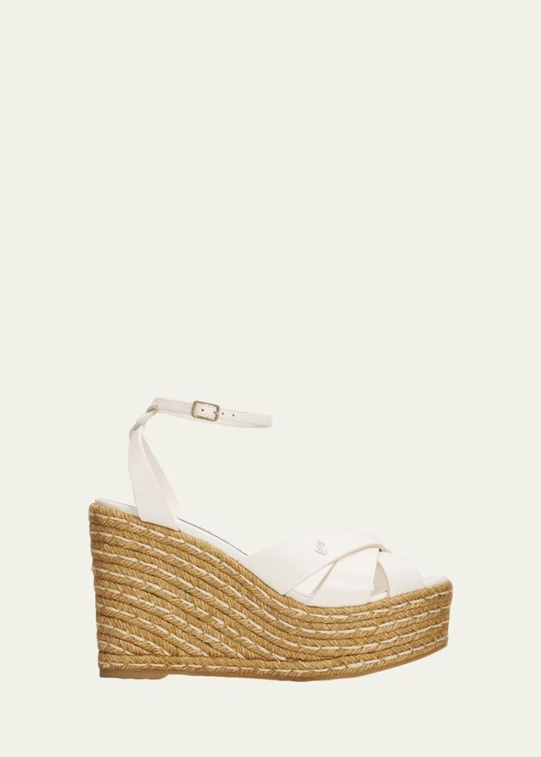 Jimmy Choo 100mm Dree Metallic Leather Espadrille Wedge Sandals