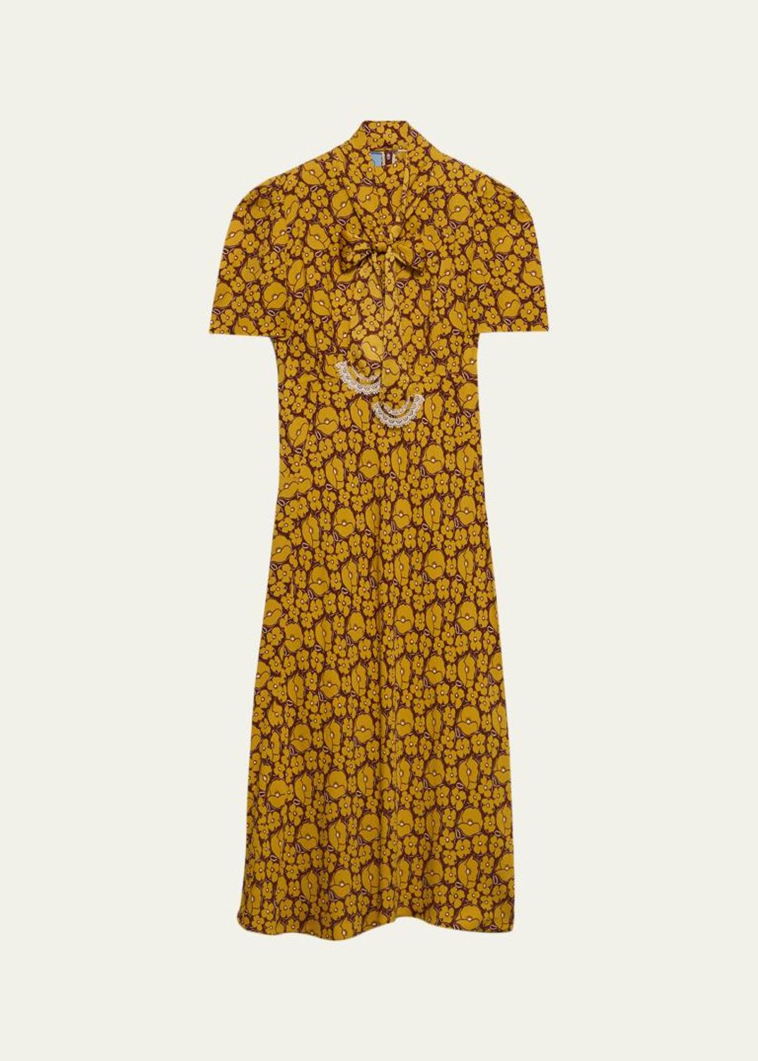 Prada Checkered Wool Short-Sleeve Dress - Bergdorf Goodman