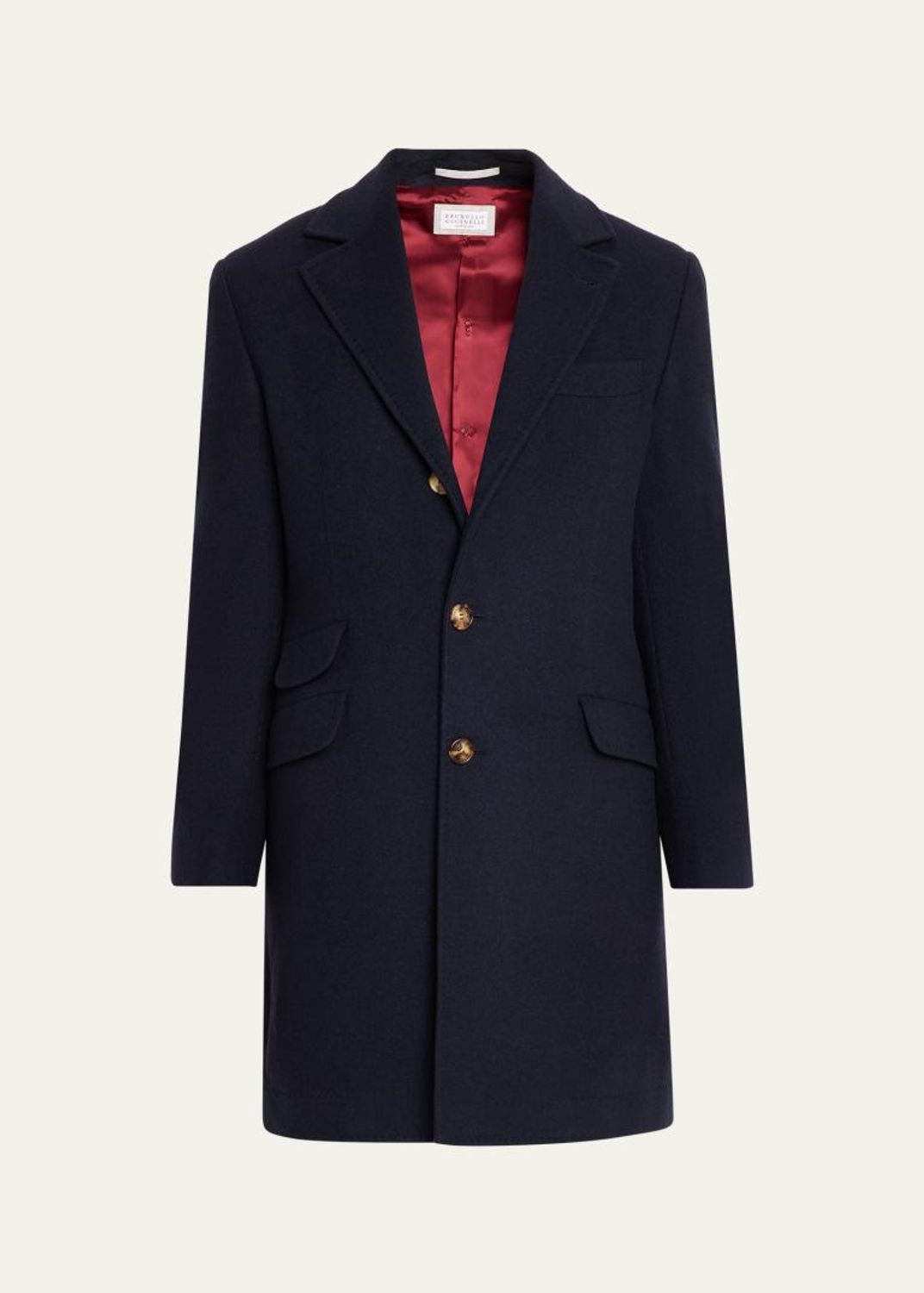 Brunello Cucinelli Men's Wool Mid-Length Double-Breasted Overcoat