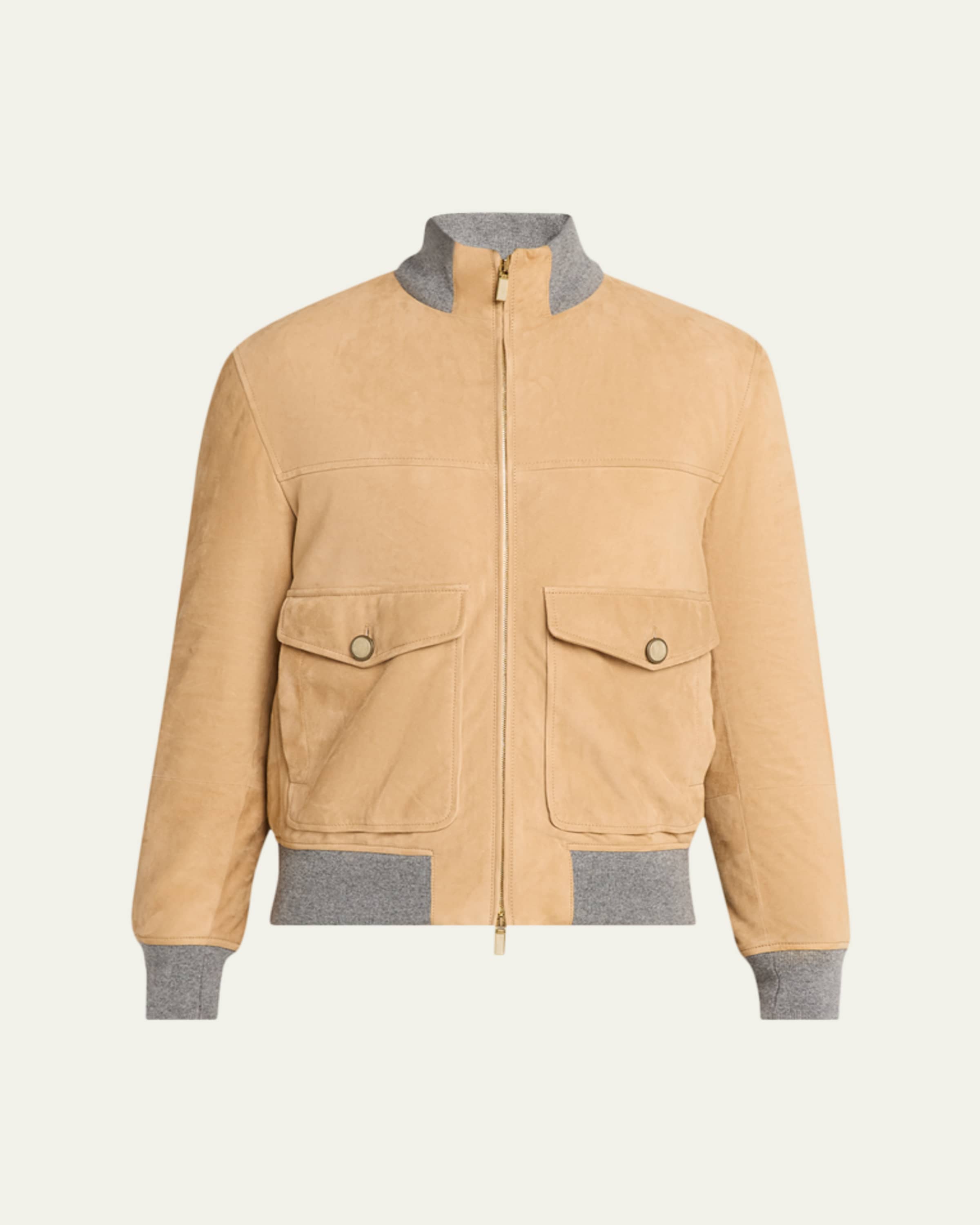 Brunello Cucinelli Men's Full-Zip Nylon and Shearling Jacket with