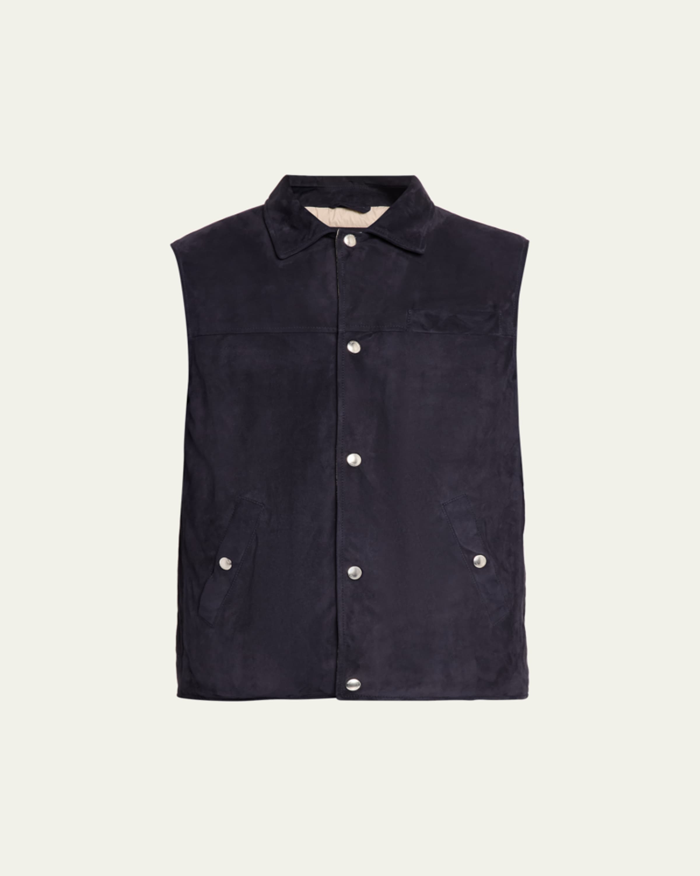 DRKSHDW RICK OWENS Men's Distressed Black Denim Button-Front Vest