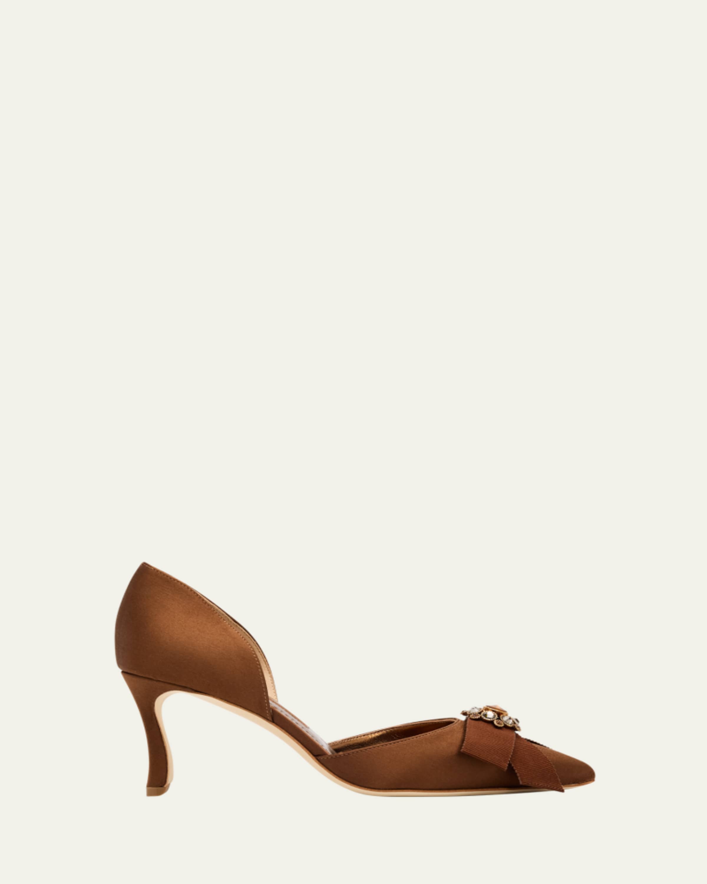 Manolo Blahnik 70mm Apidosa Embellished Satin Bow Pumps - Bergdorf